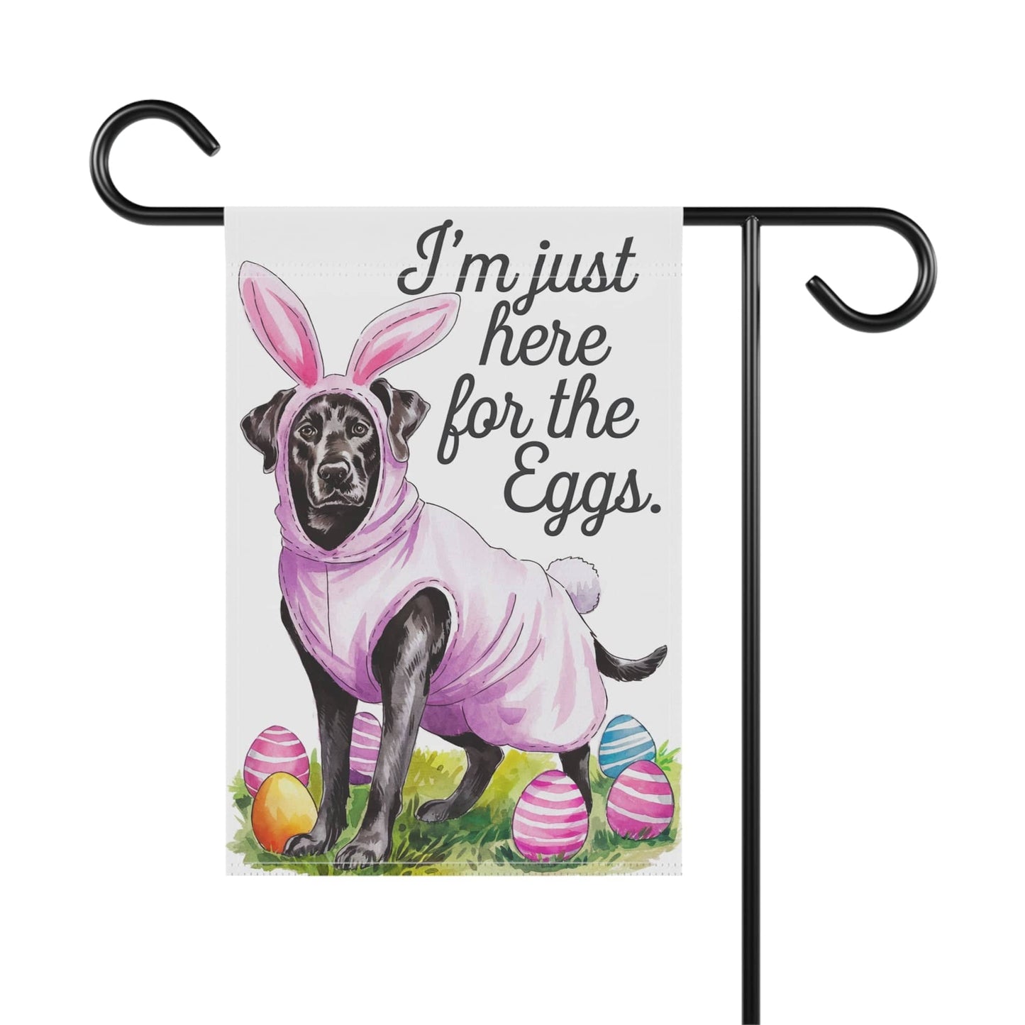 Printify Home Decor Easter Black Labrador Dog Yard Flag, Garden Flag, front yard decor, Gardener Gift