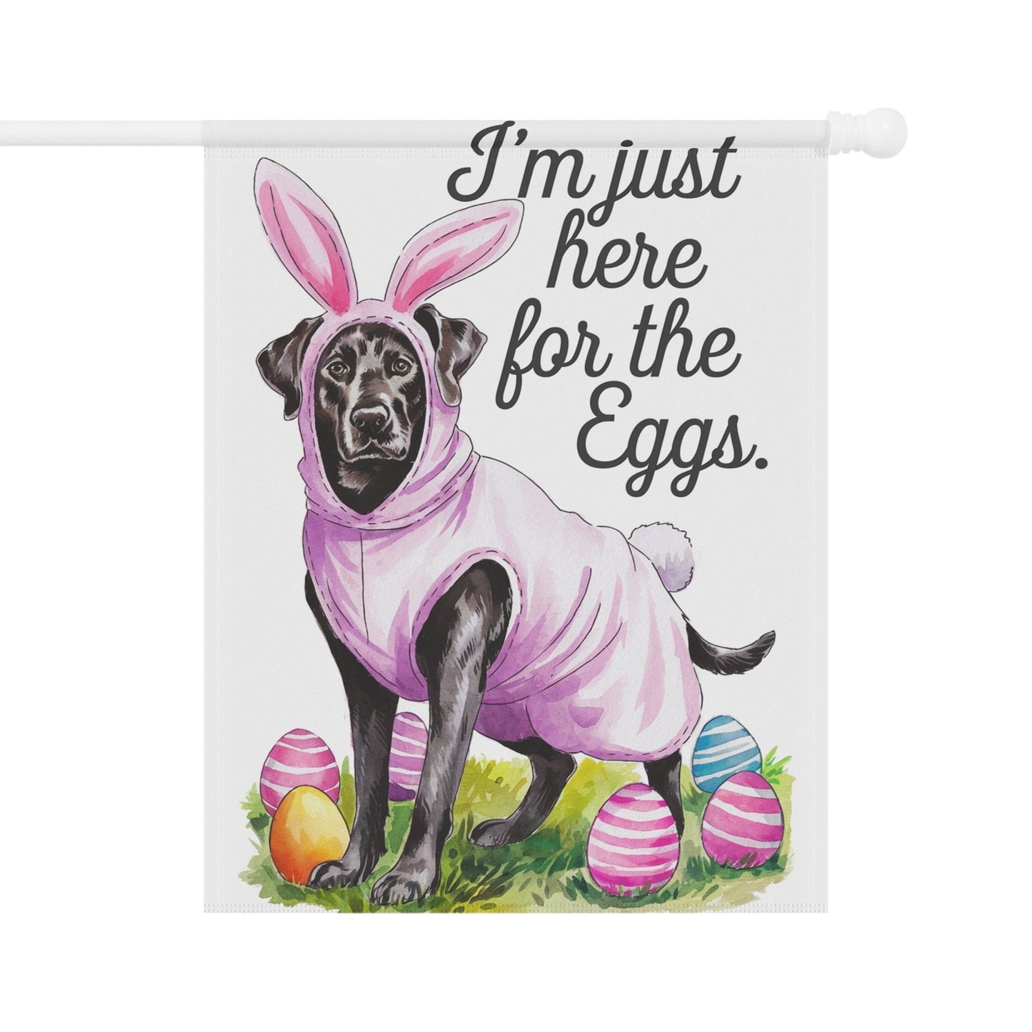 Printify Home Decor 24.5'' × 32'' Easter Black Labrador Dog Yard Flag, Garden Flag, front yard decor, Gardener Gift