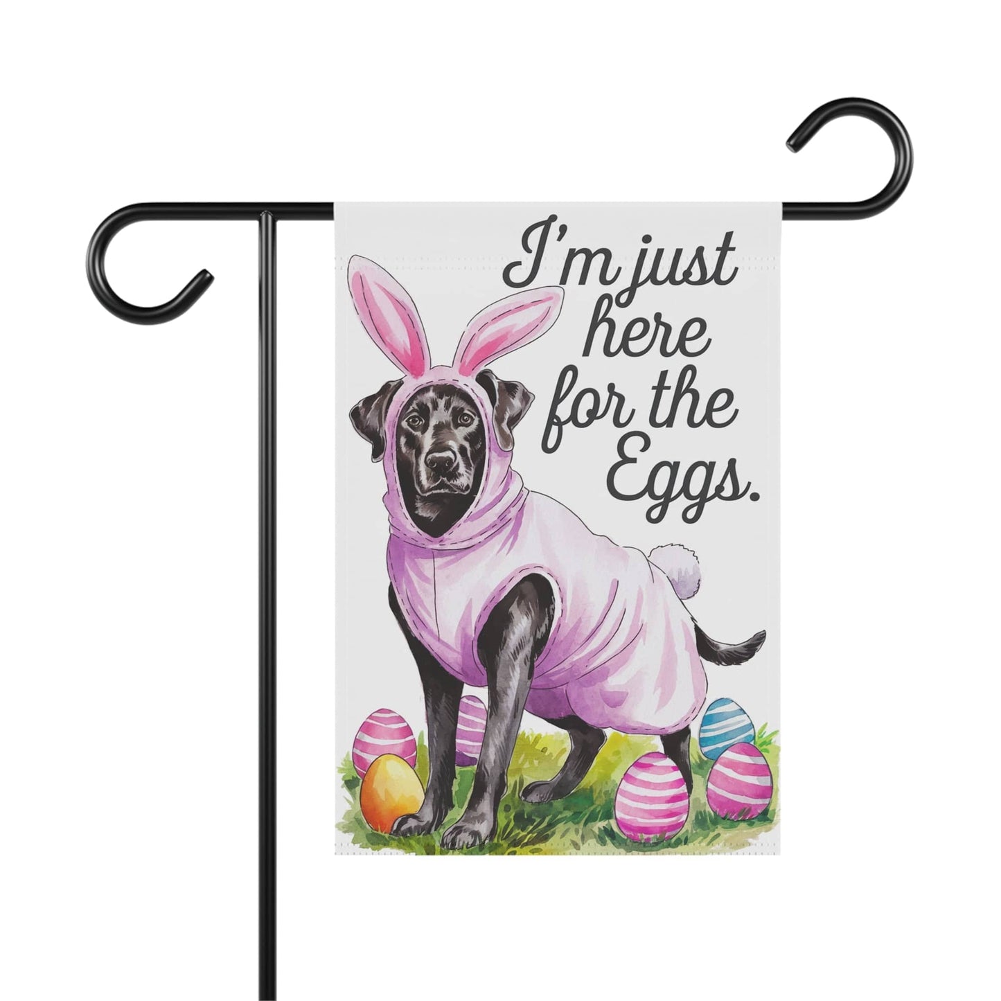 Printify Home Decor 12'' × 18'' Easter Black Labrador Dog Yard Flag, Garden Flag, front yard decor, Gardener Gift