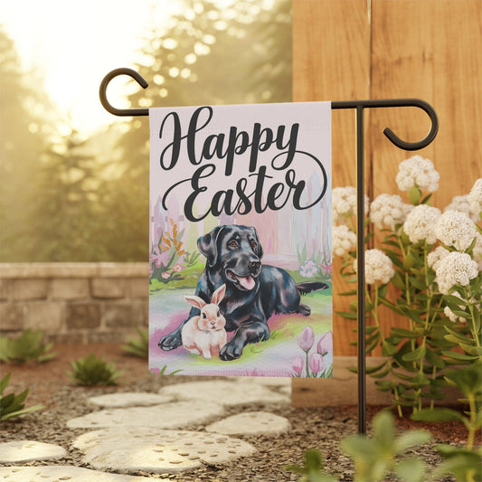 Easter Black Labrador Yard Flag, Colorful Spring Garden flag, front yard decor