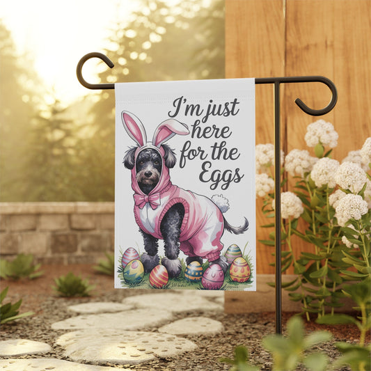 Easter Black Poodle Dog Yard Flag, Holiday Illustration garden flag, front yard decor