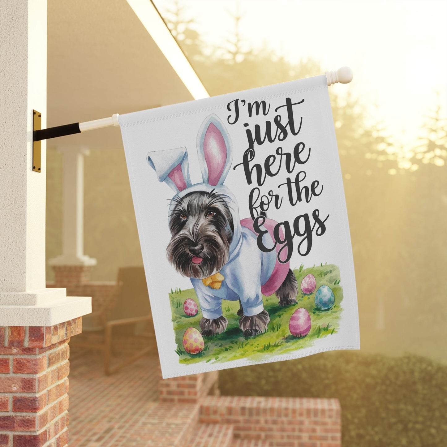 Printify Home Decor Easter Black Scottish Terrier Garden Flag, Front Yard Spring Decor, Housewarming Gift