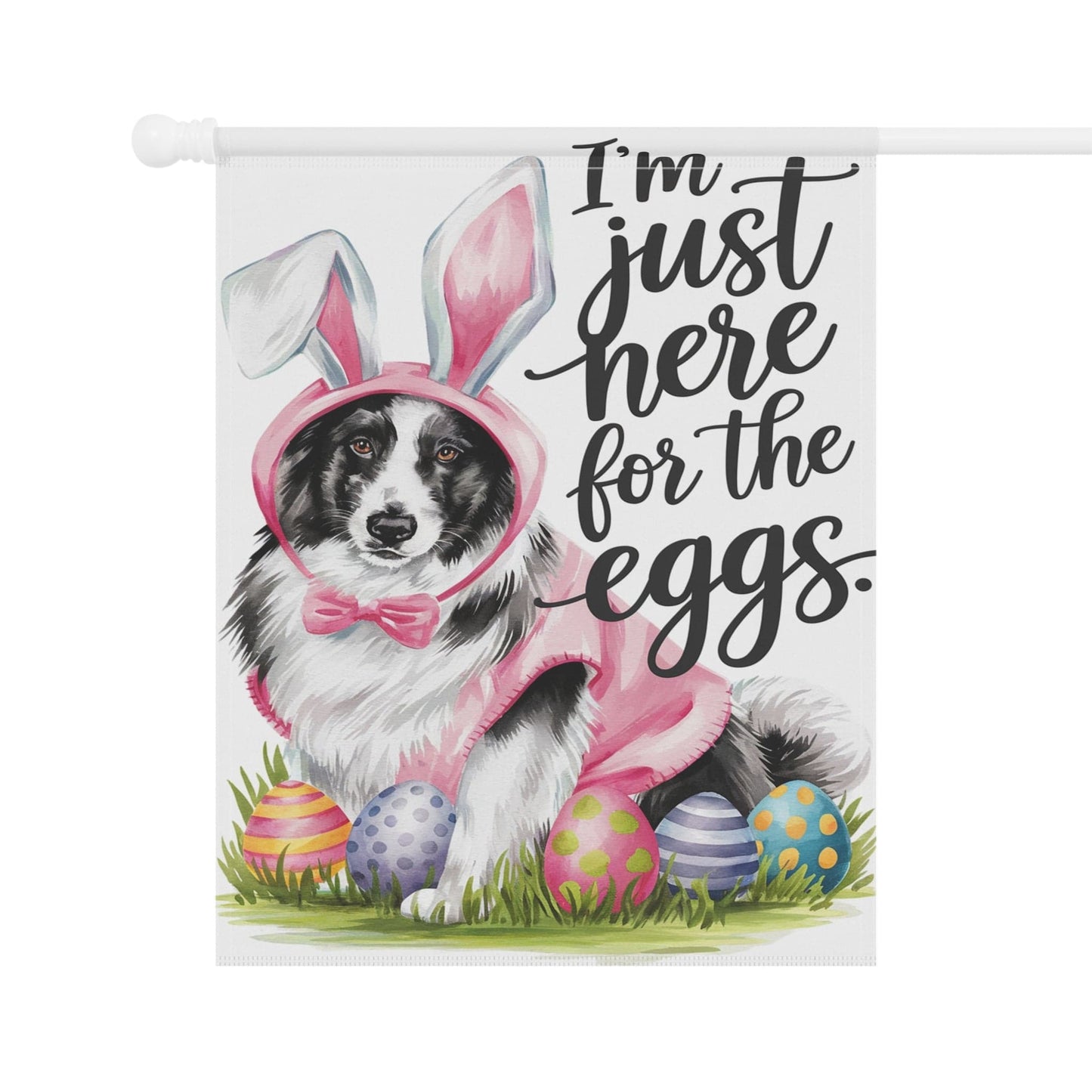Printify Home Decor Easter Border Collie Lawn Flag, Bunny Rabbit Holiday Funny Garden Flag