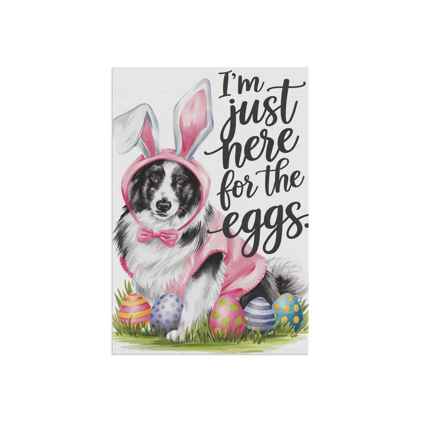 Printify Home Decor Easter Border Collie Lawn Flag, Bunny Rabbit Holiday Funny Garden Flag
