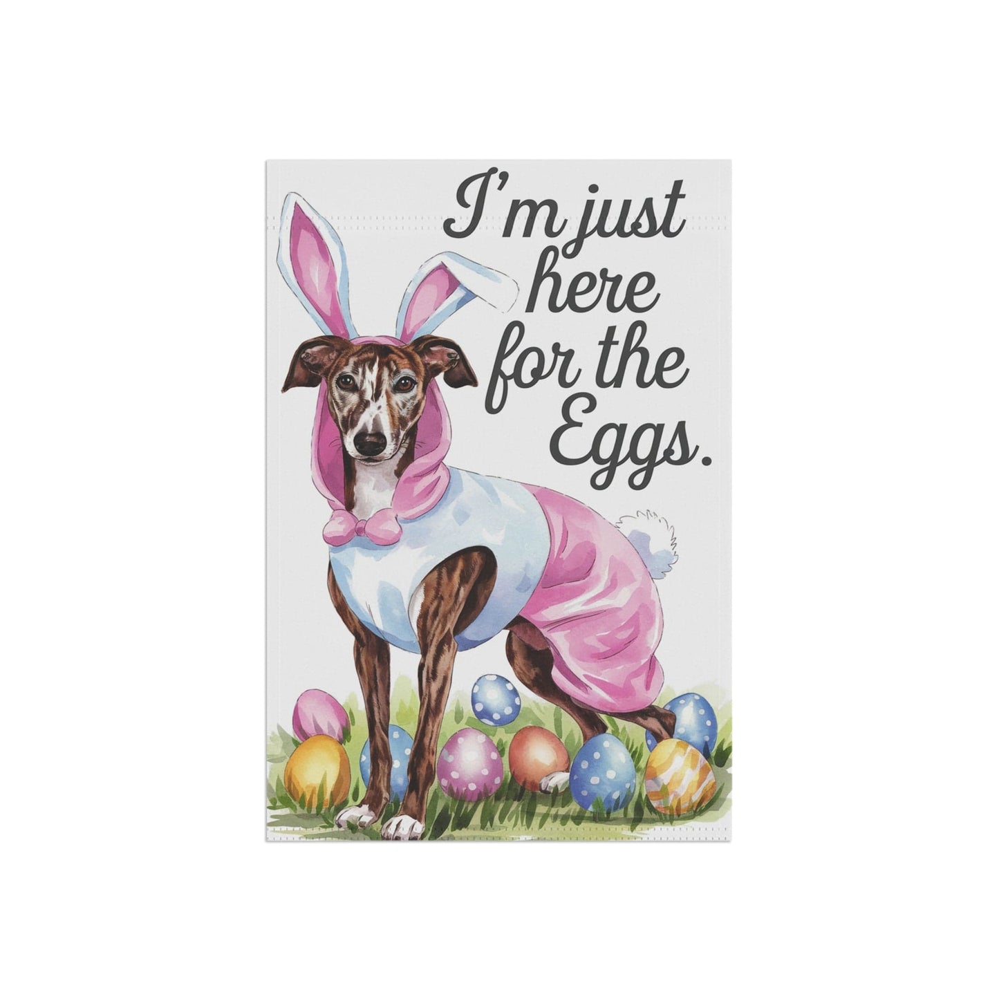 Printify Home Decor Easter Brindle Greyhound Yard Flag, Holiday garden flag, front yard decor, Gardener Gift