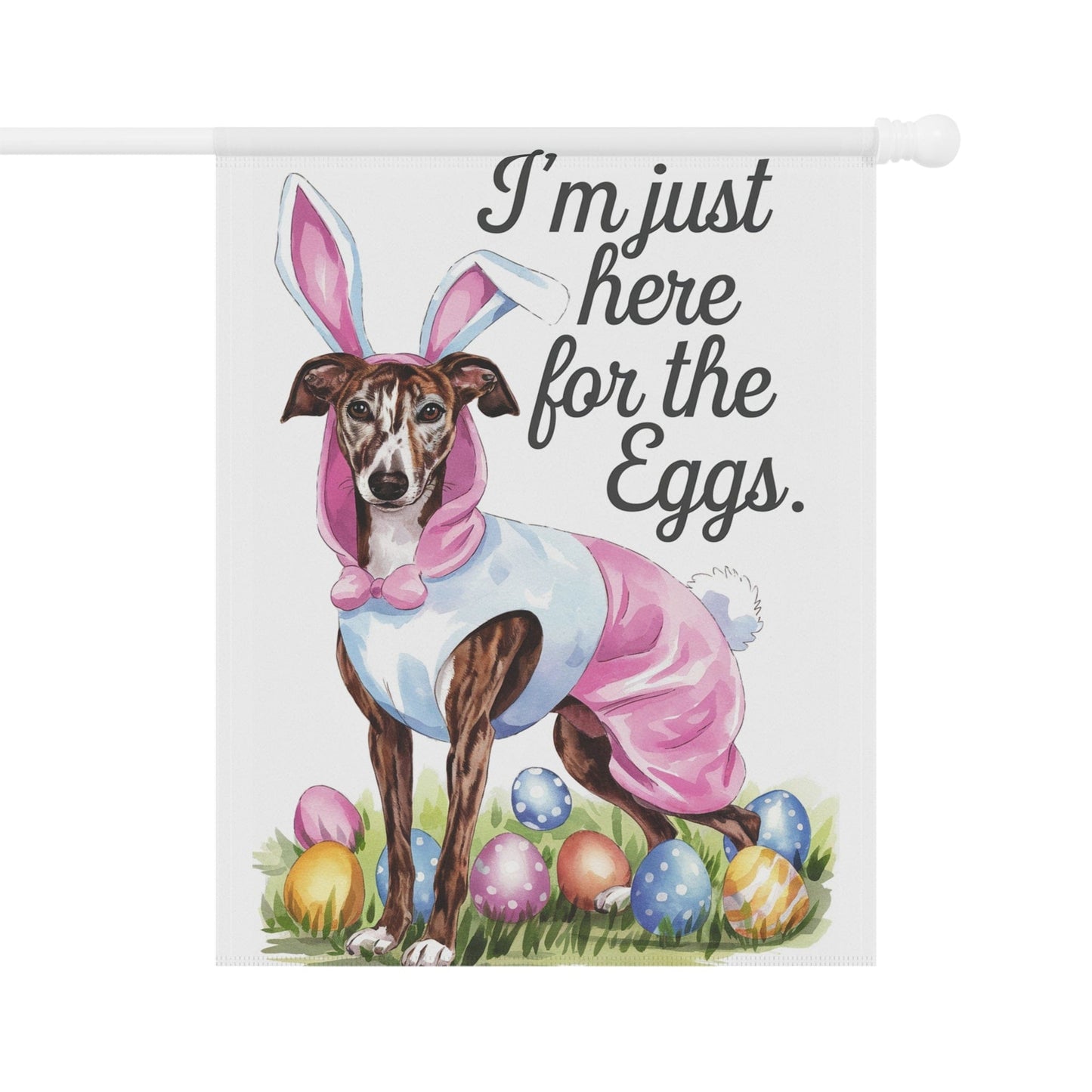 Printify Home Decor 24.5'' × 32'' Easter Brindle Greyhound Yard Flag, Holiday garden flag, front yard decor, Gardener Gift