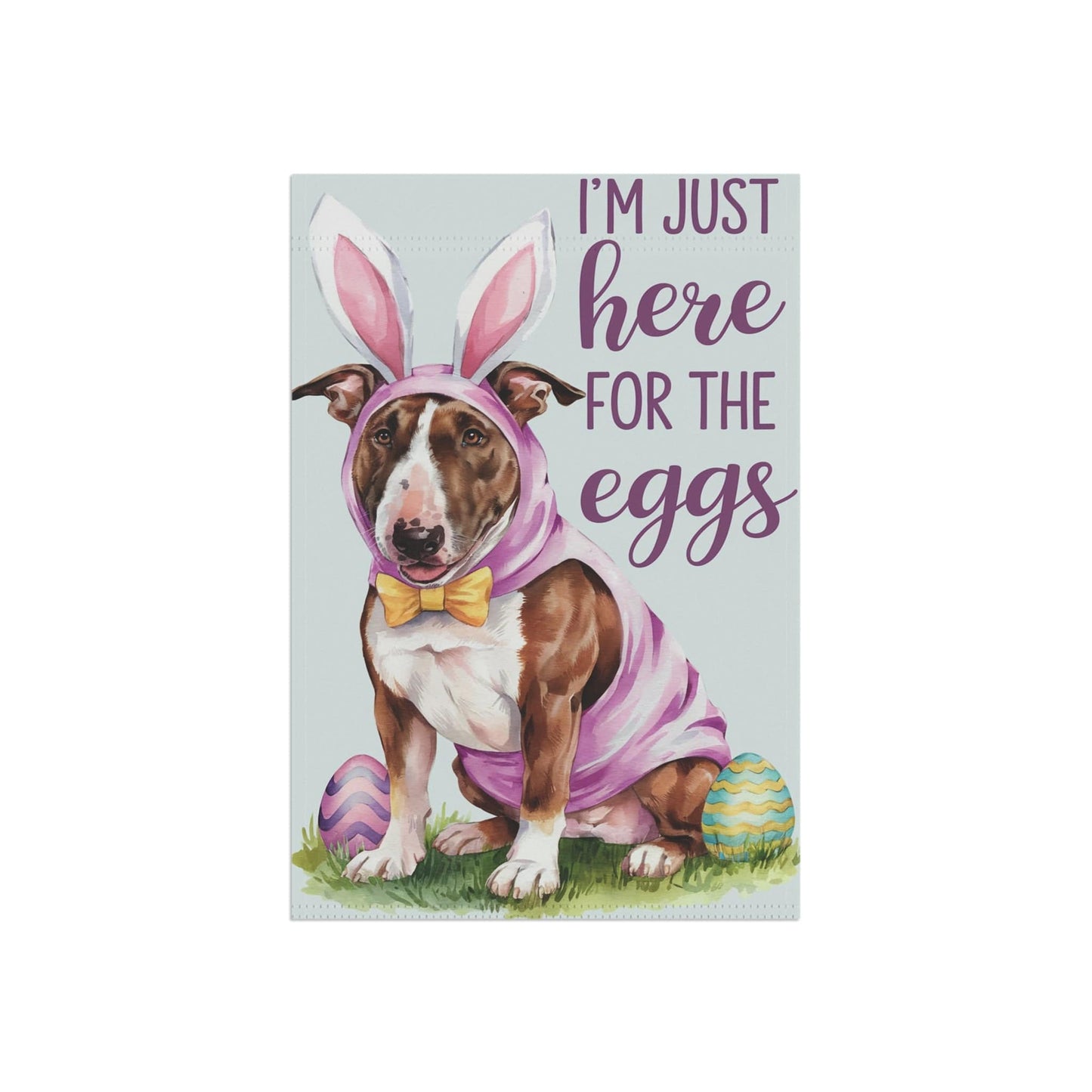 Printify Home Decor Easter Brown Bull Terrier Lawn Flag, Bunny Holiday Funny Garden Flag, Spring Lawn Decor