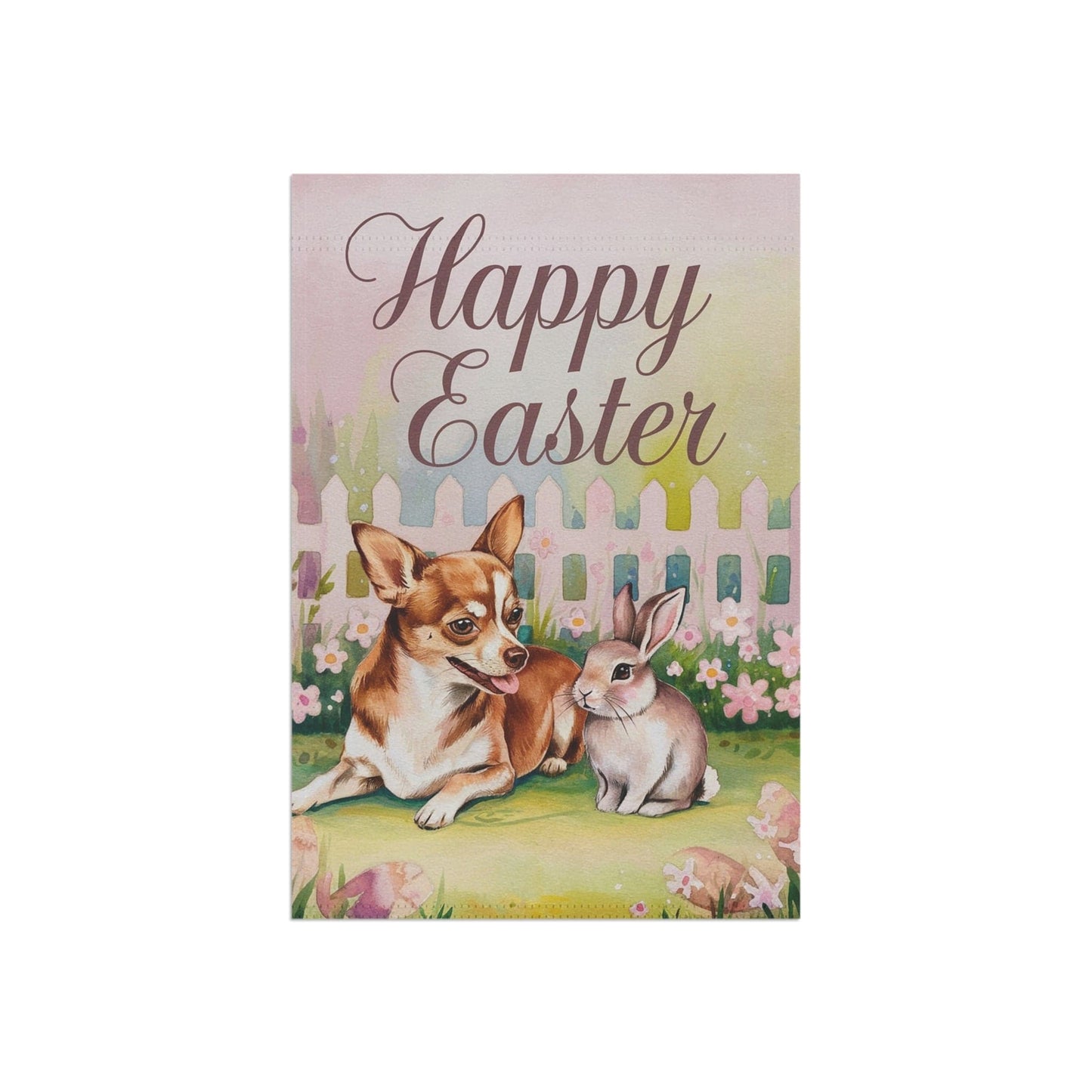 Printify Home Decor Easter Brown Chihuahua Garden Flag, Spring Front Yard Decor, Gardener Gift