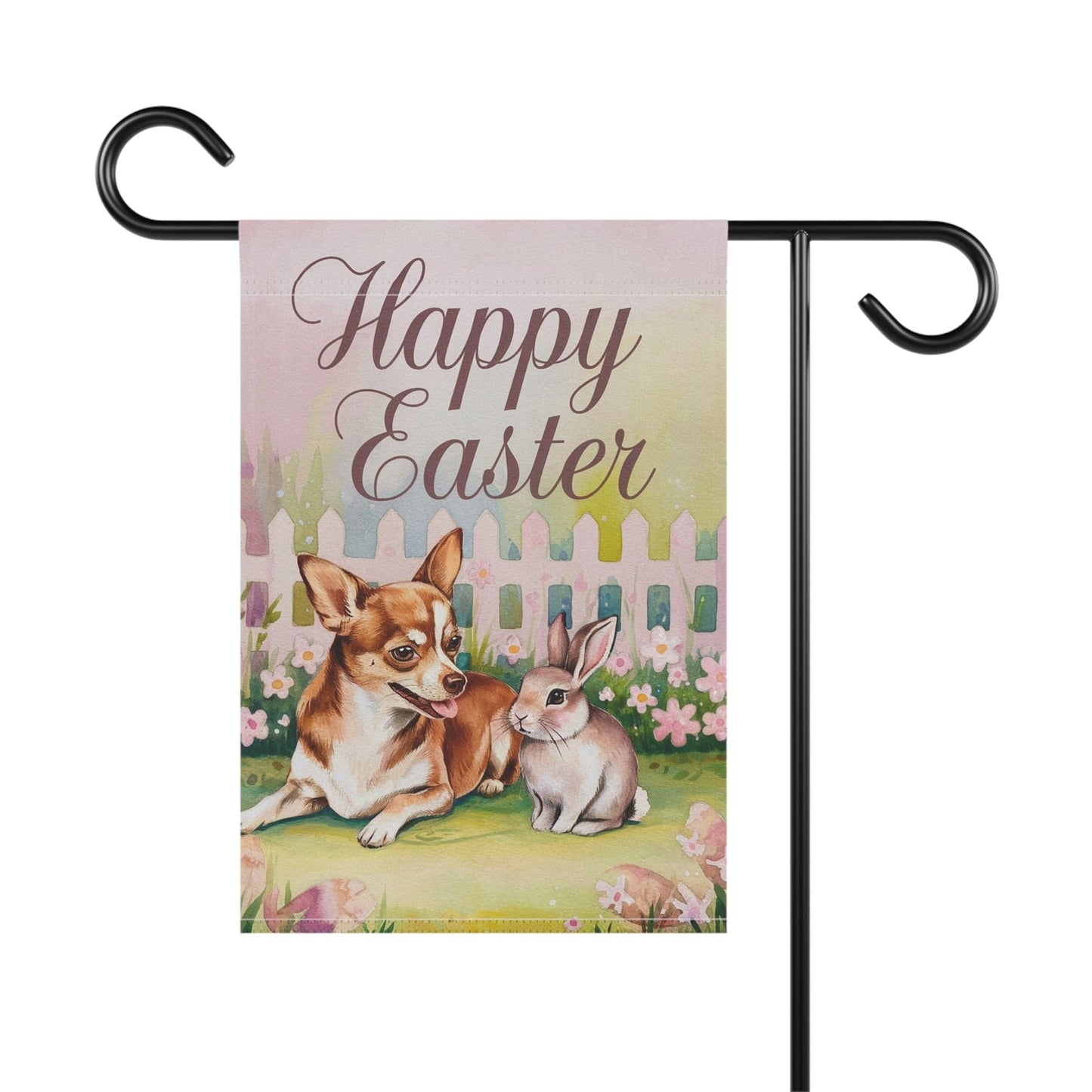 Printify Home Decor Easter Brown Chihuahua Garden Flag, Spring Front Yard Decor, Gardener Gift