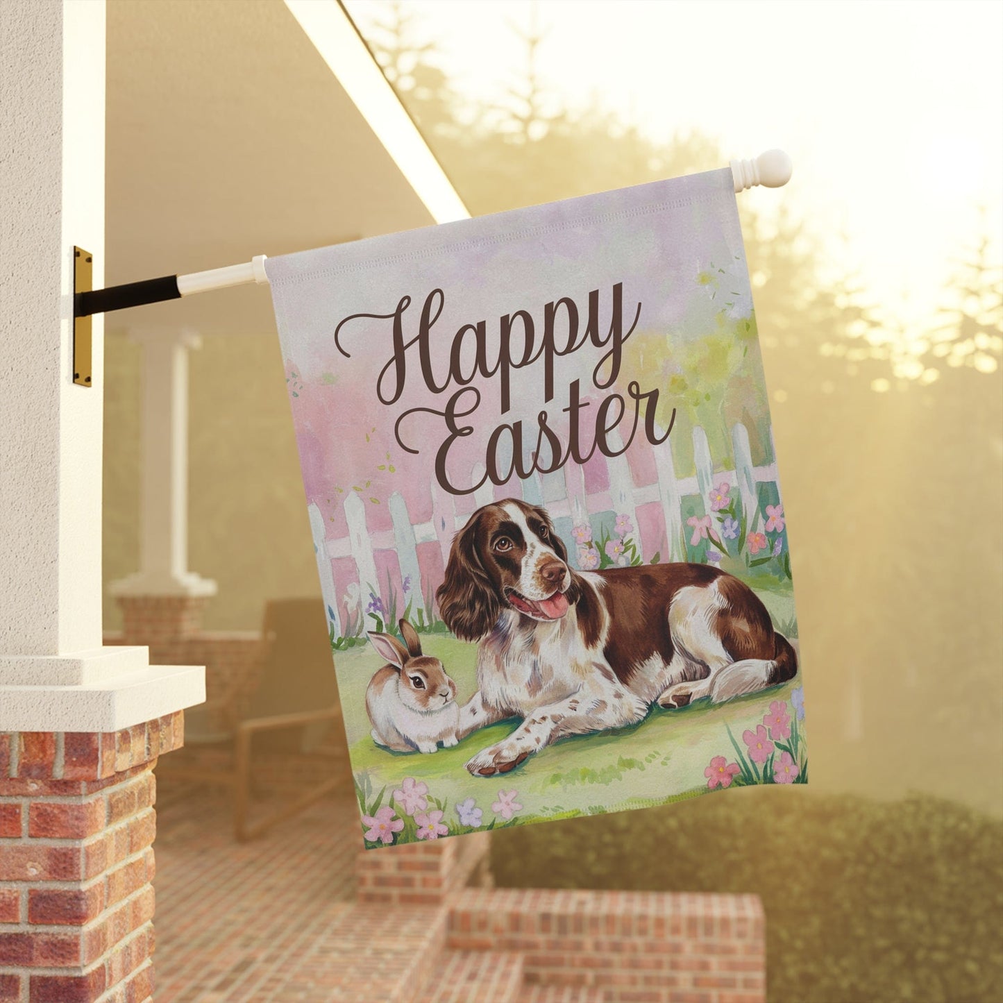 Printify Home Decor Easter Brown Springer Spaniel Garden Flag, Spring Front Yard Spring Decor, Housewarming Gift