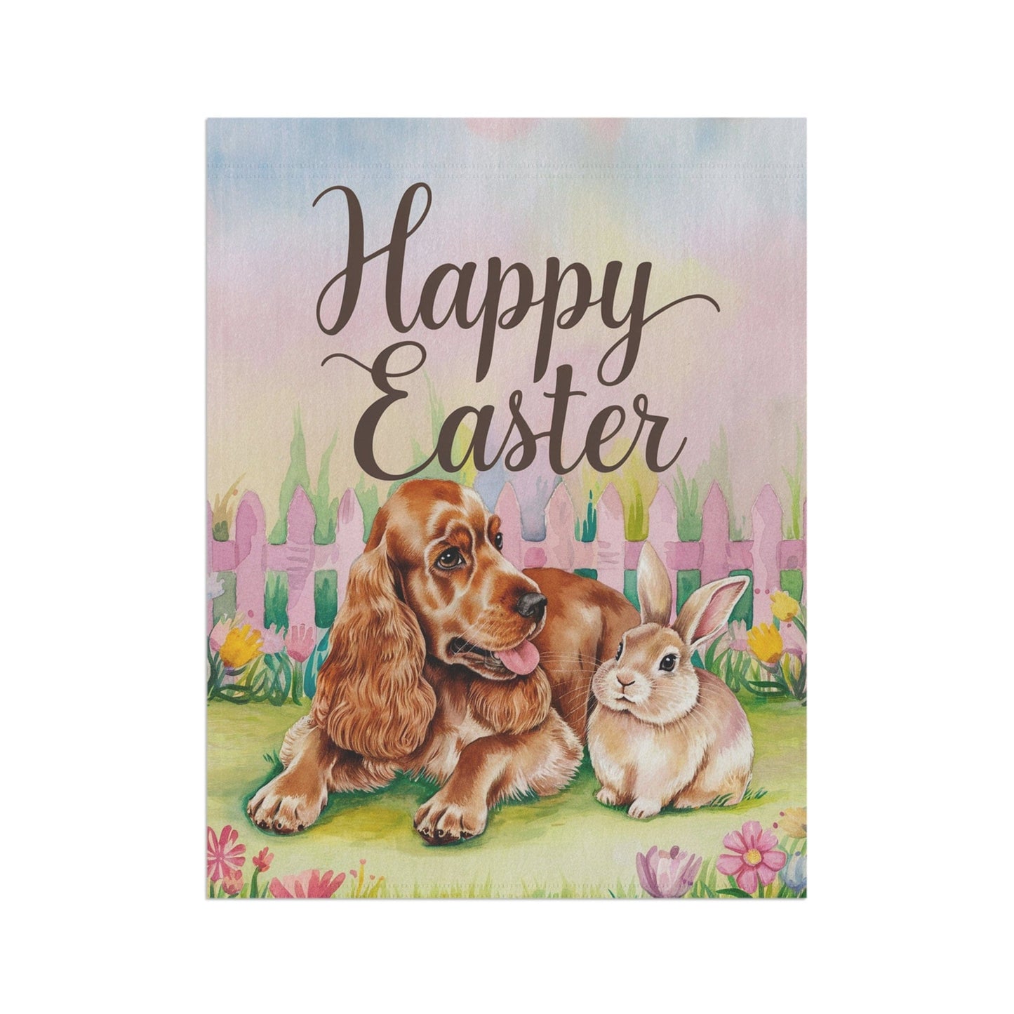 Printify Home Decor Easter Buff Cocker Spaniel, Spring Garden Flag, Front Yard Decor, Gardener Gift