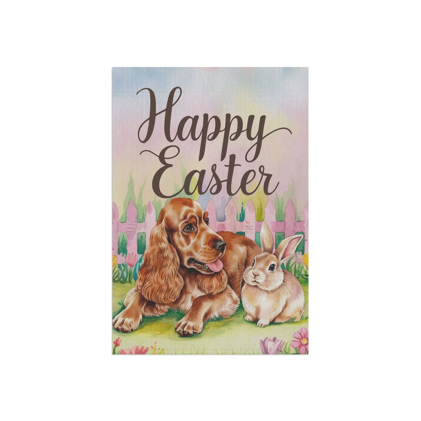 Printify Home Decor Easter Buff Cocker Spaniel, Spring Garden Flag, Front Yard Decor, Gardener Gift