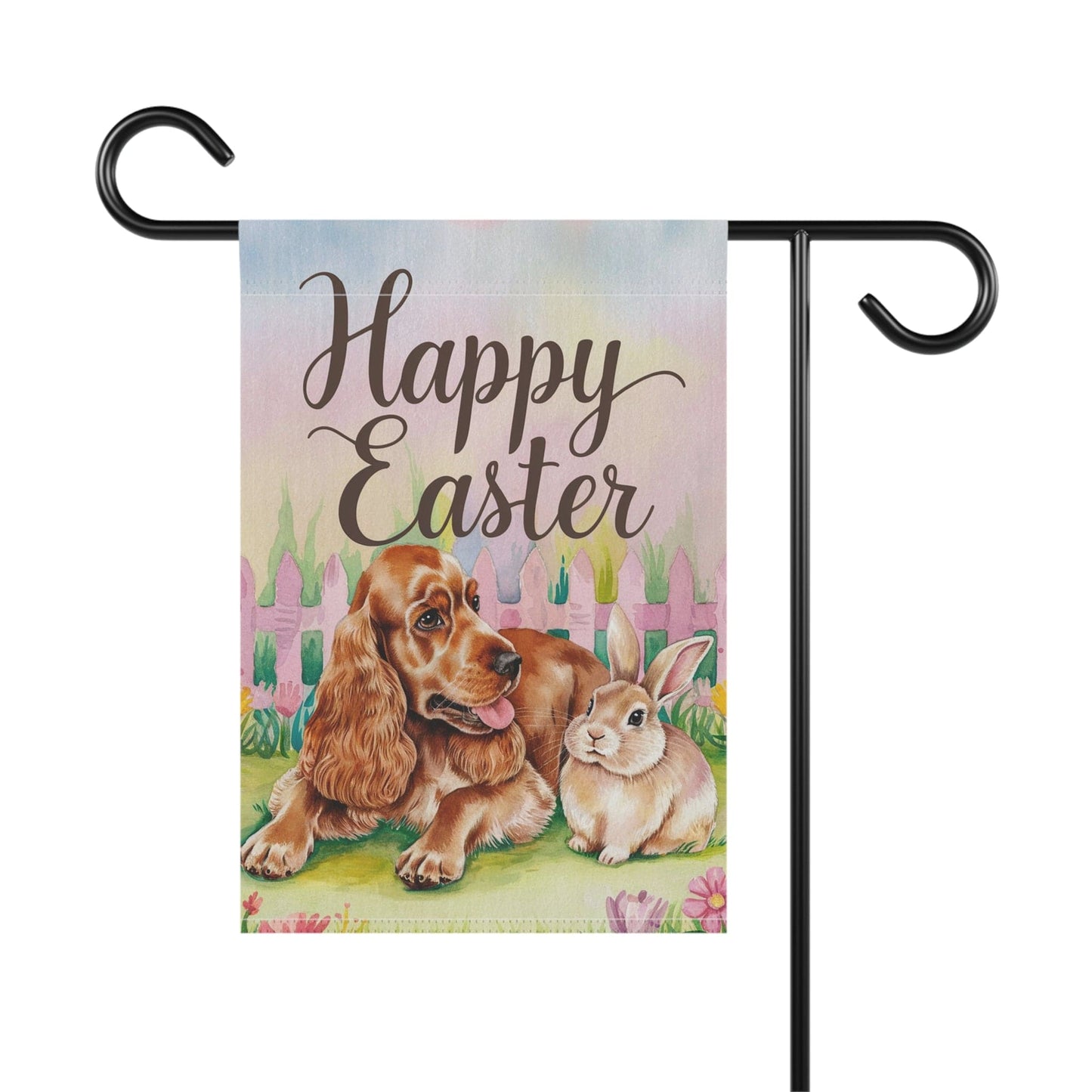Printify Home Decor Easter Buff Cocker Spaniel, Spring Garden Flag, Front Yard Decor, Gardener Gift