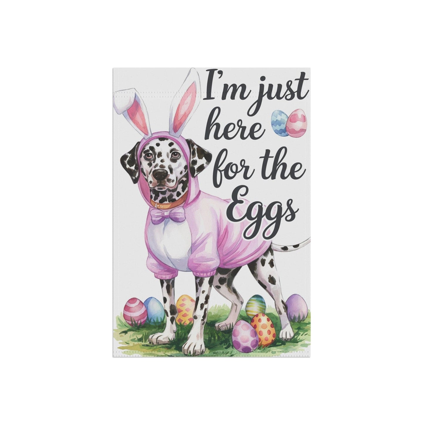 Printify Home Decor Easter Dalmatian Yard Flag, Bunny Rabbit Dog, Watercolor Humorous Holiday Funny Garden Flag