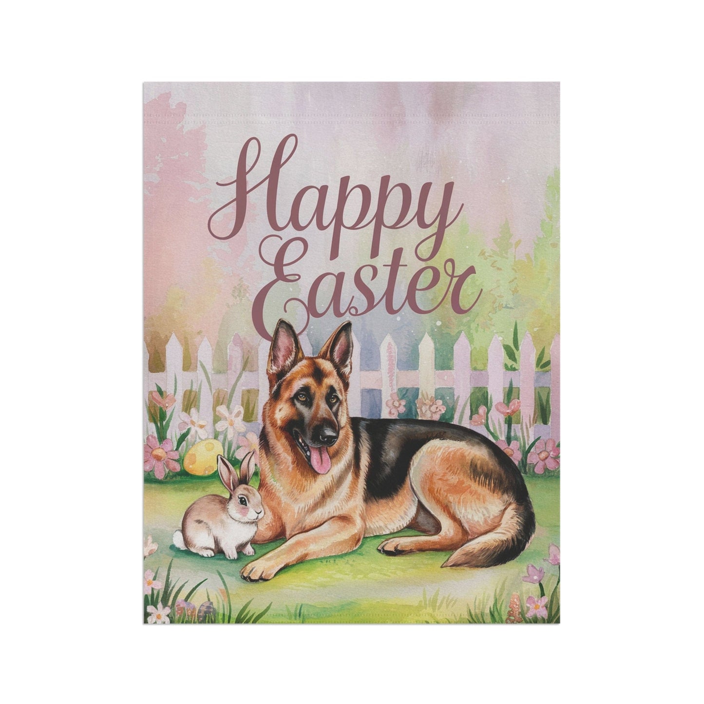 Printify Home Decor Easter German Shepherd Garden Flag, Dog Lover, Front Yard Spring Decor, Housewarming Gift