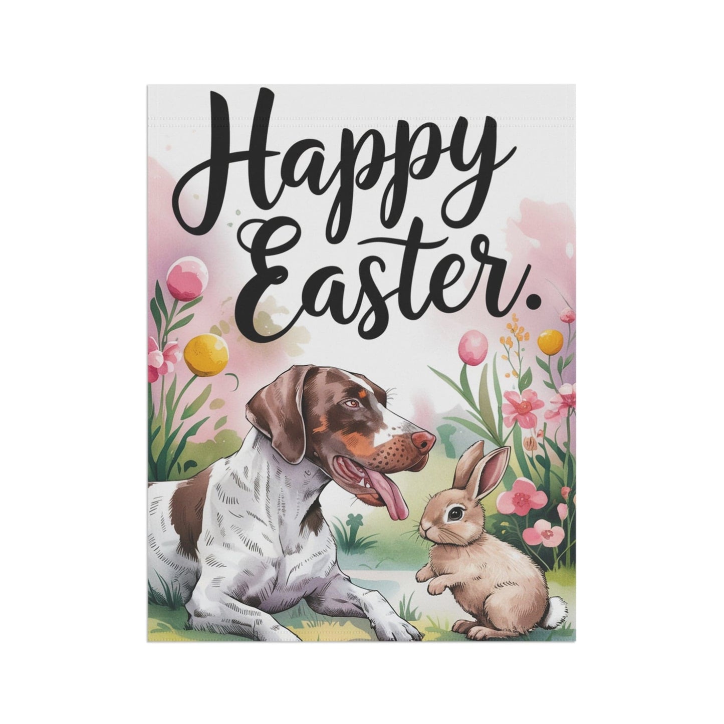 Printify Home Decor Easter German Shorthaired Pointer Yard Flag, Spring Watercolor Funny Garden Flag