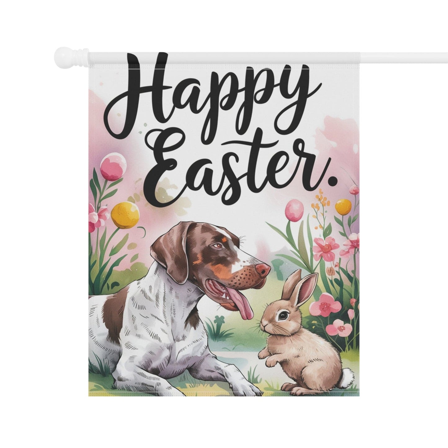 Printify Home Decor Easter German Shorthaired Pointer Yard Flag, Spring Watercolor Funny Garden Flag