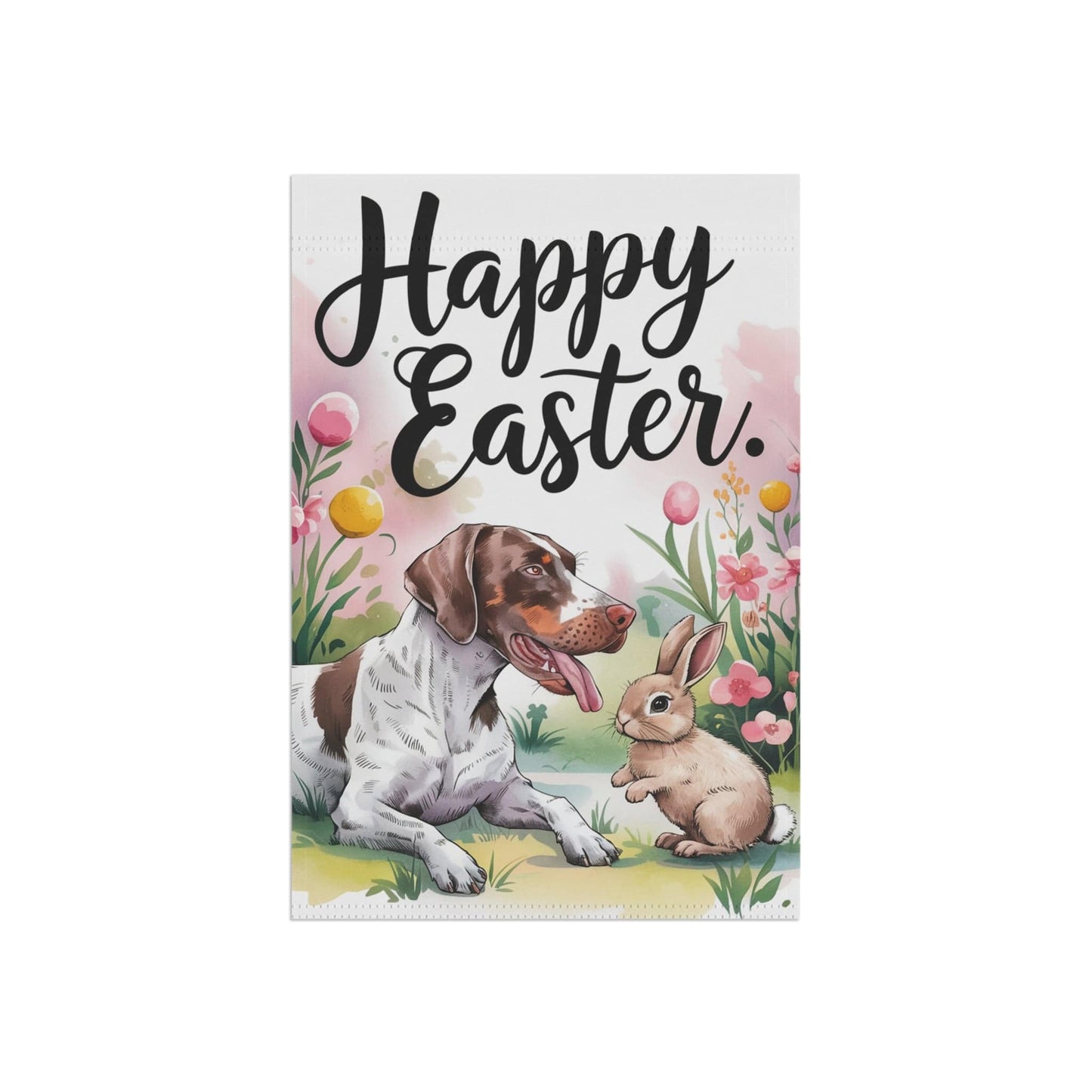 Printify Home Decor Easter German Shorthaired Pointer Yard Flag, Spring Watercolor Funny Garden Flag