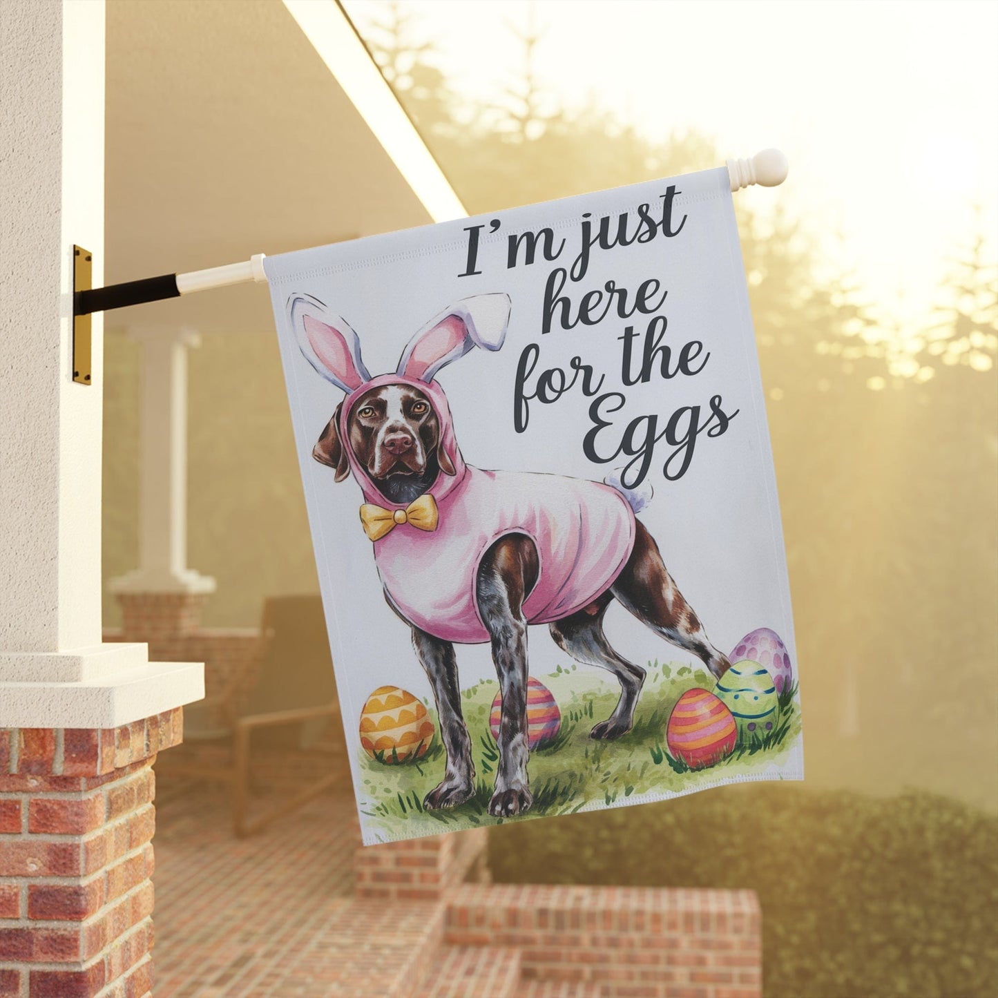 Printify Home Decor Easter German Shorthaired Pointer Yard Flag, Watercolor Funny Garden Flag