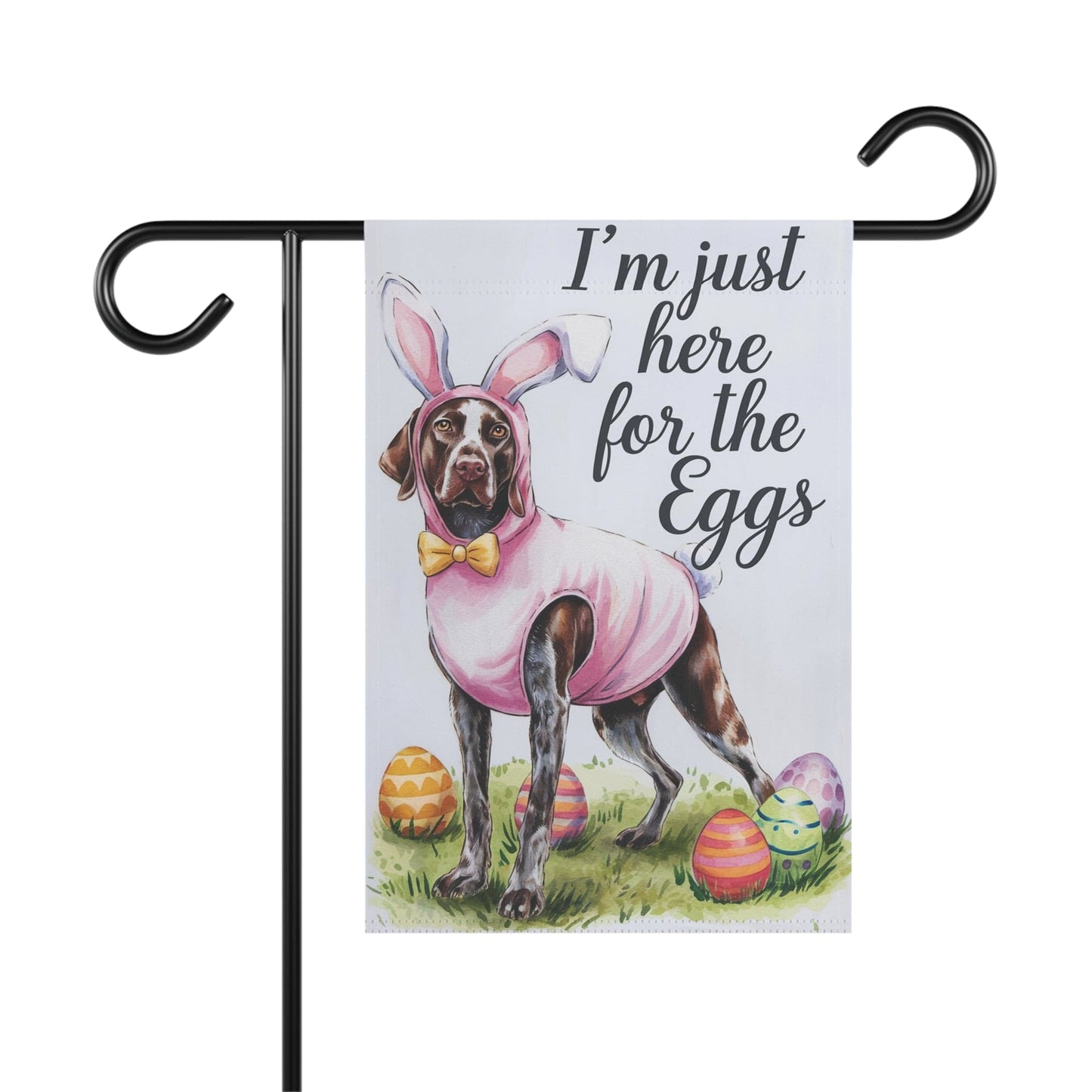 Printify Home Decor 12'' × 18'' Easter German Shorthaired Pointer Yard Flag, Watercolor Funny Garden Flag