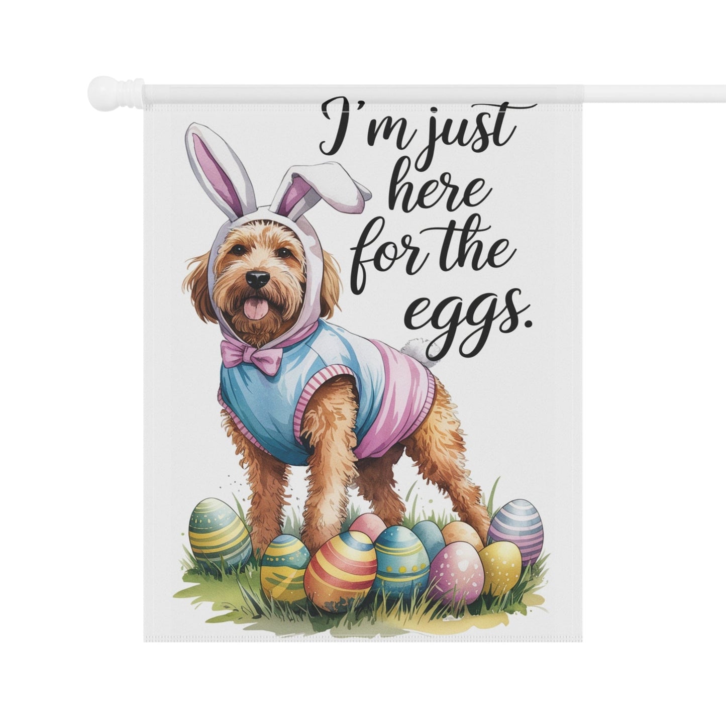 Printify Home Decor Easter Goldendoodle Yard Flag, Colorful Festive Funny Garden Flag, Spring Lawn Decor