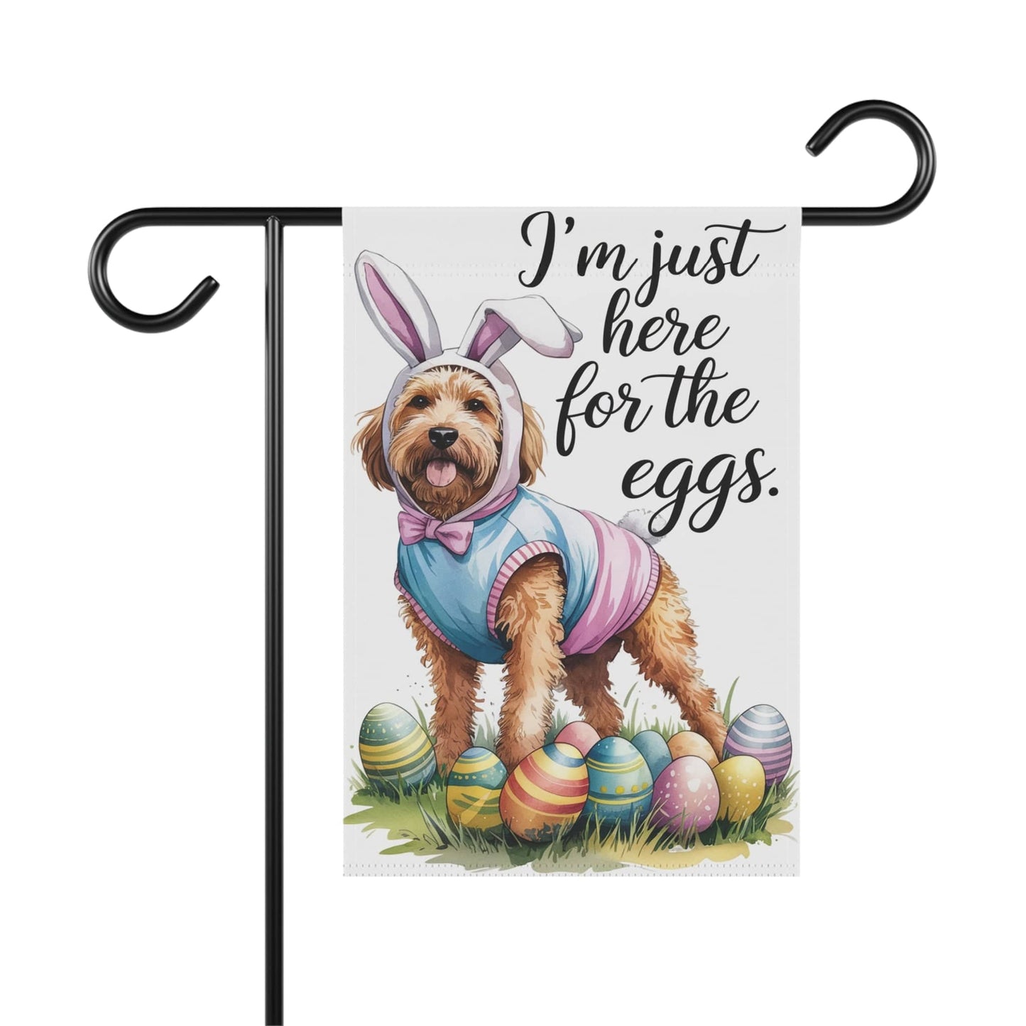 Printify Home Decor 12'' × 18'' Easter Goldendoodle Yard Flag, Colorful Festive Funny Garden Flag, Spring Lawn Decor