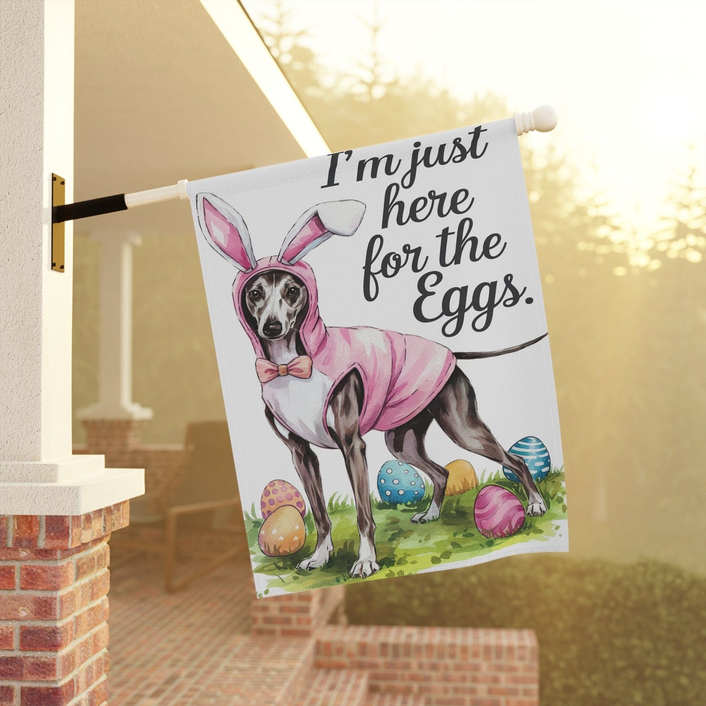 Easter Italian Greyhound Yard Flag, Watercolor Funny Garden Flag, Spring Lawn Decor