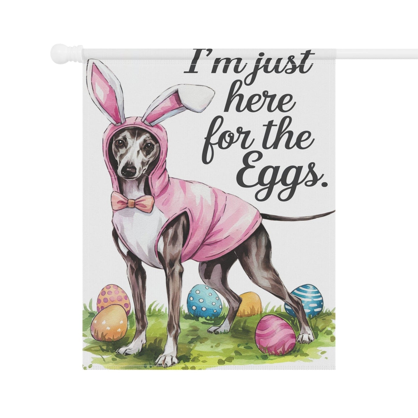 Printify Home Decor Easter Italian Greyhound Yard Flag, Watercolor Funny Garden Flag, Spring Lawn Decor