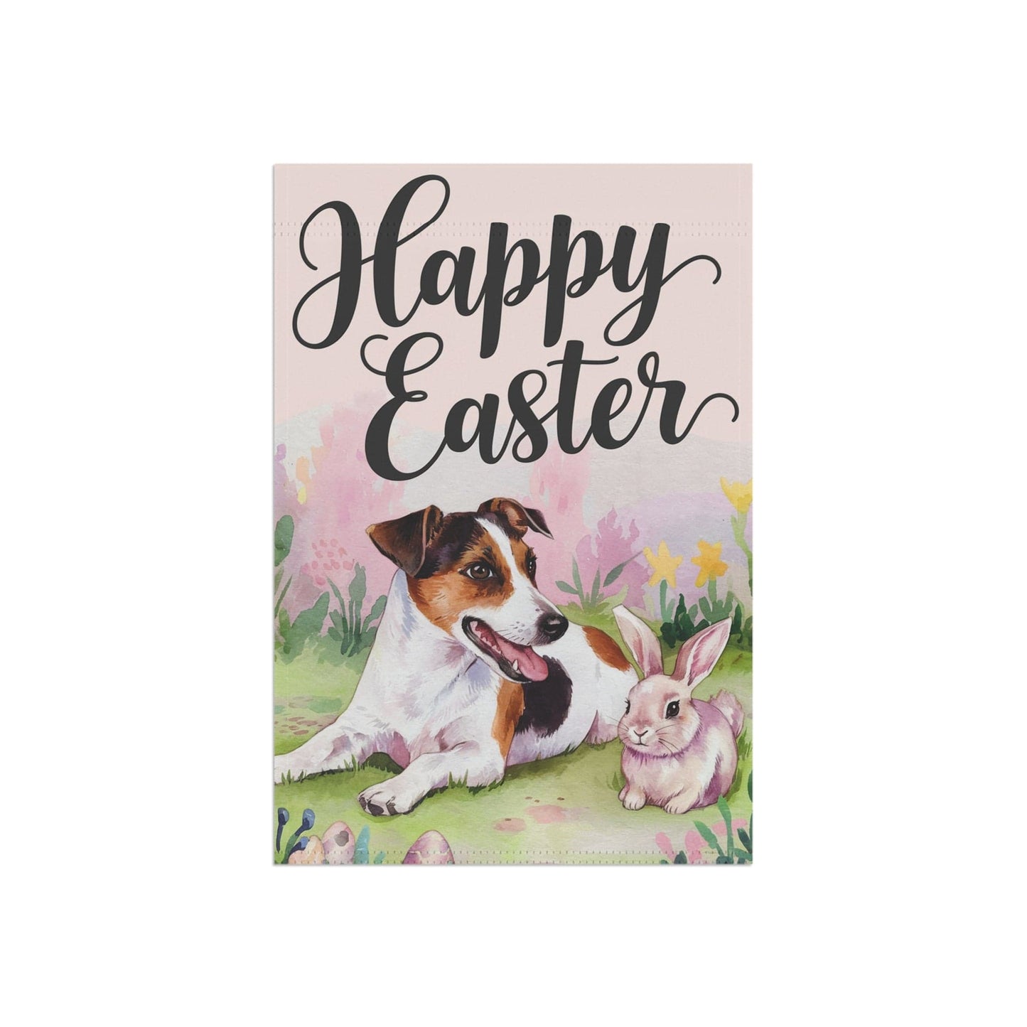 Printify Home Decor Easter Jack Russell Terrier Dog and Rabbit, Funny Garden Flag, Spring Lawn Decor