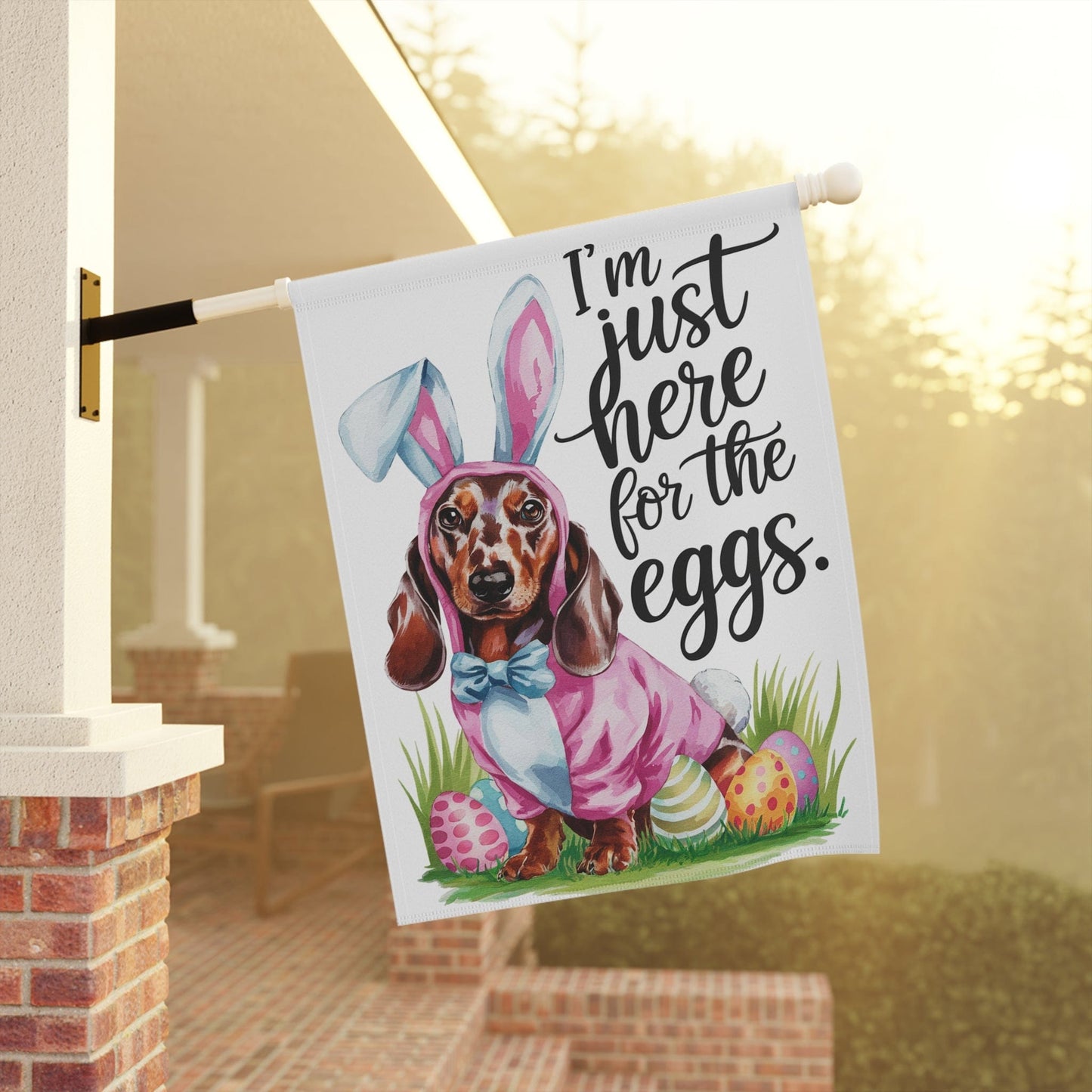 Red Dachshund Funny Easter Garden Flag