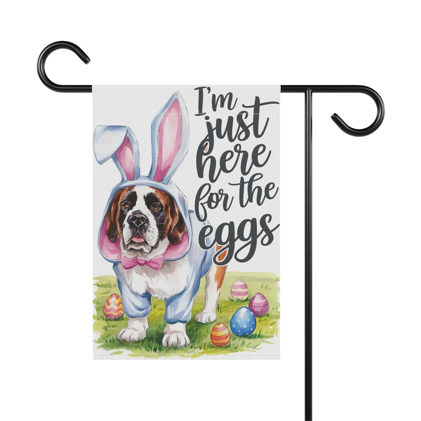 Printify Home Decor Easter St. Bernard Garden Flag, Spring Front Yard Art, Housewarming Gardener Gift