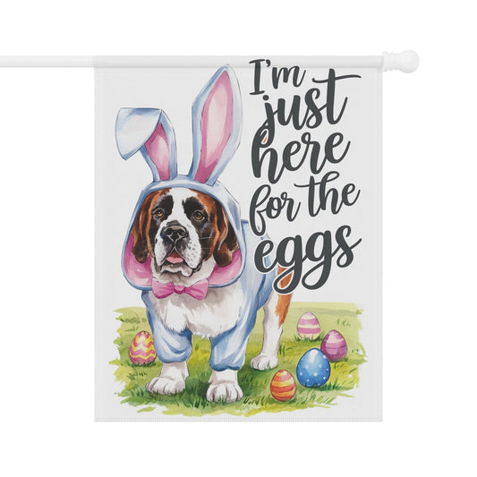 Easter St. Bernard Garden Flag, Spring Front Yard Art, Housewarming Gardener Gift 24.5'' × 32''