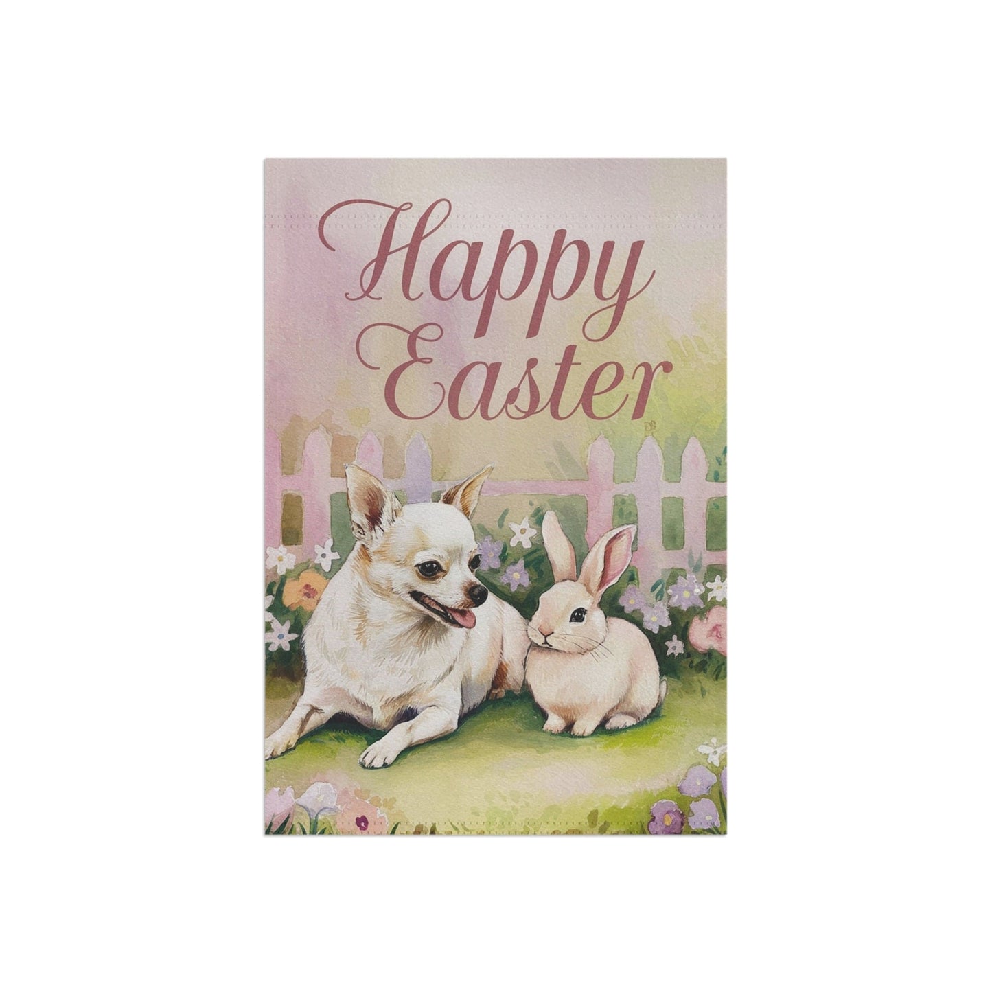 Printify Home Decor Easter White Chihuahua Garden Flag, Front Yard Spring Decor, Housewarming Gardener Gift