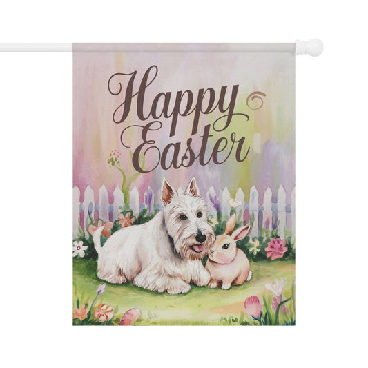 Easter White Scottish Terrier Yard Flag, Spring Garden flag, Front Yard Spring Decor 24.5'' × 32''