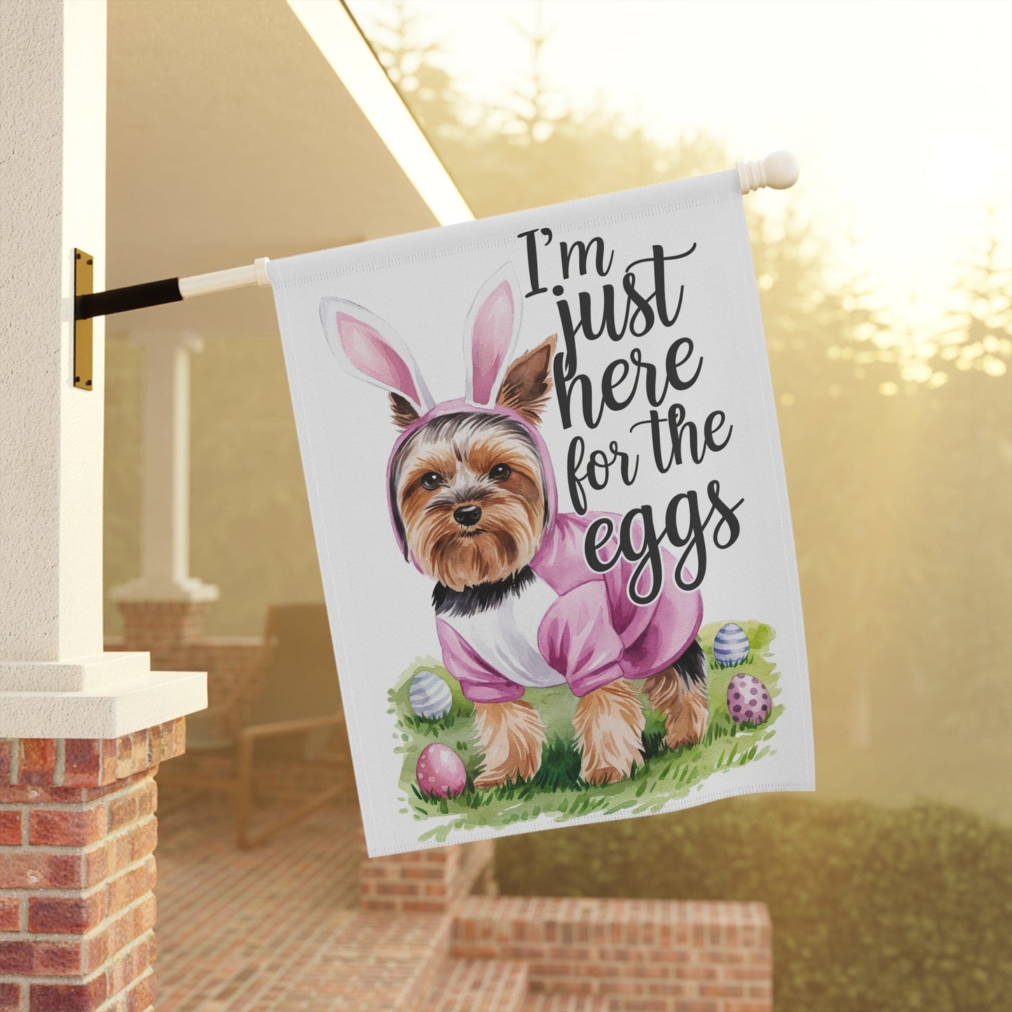 Printify Home Decor Easter Yorkie Yorkshire Terrier Garden Flag, Dog Front Yard Spring Decor, Housewarming