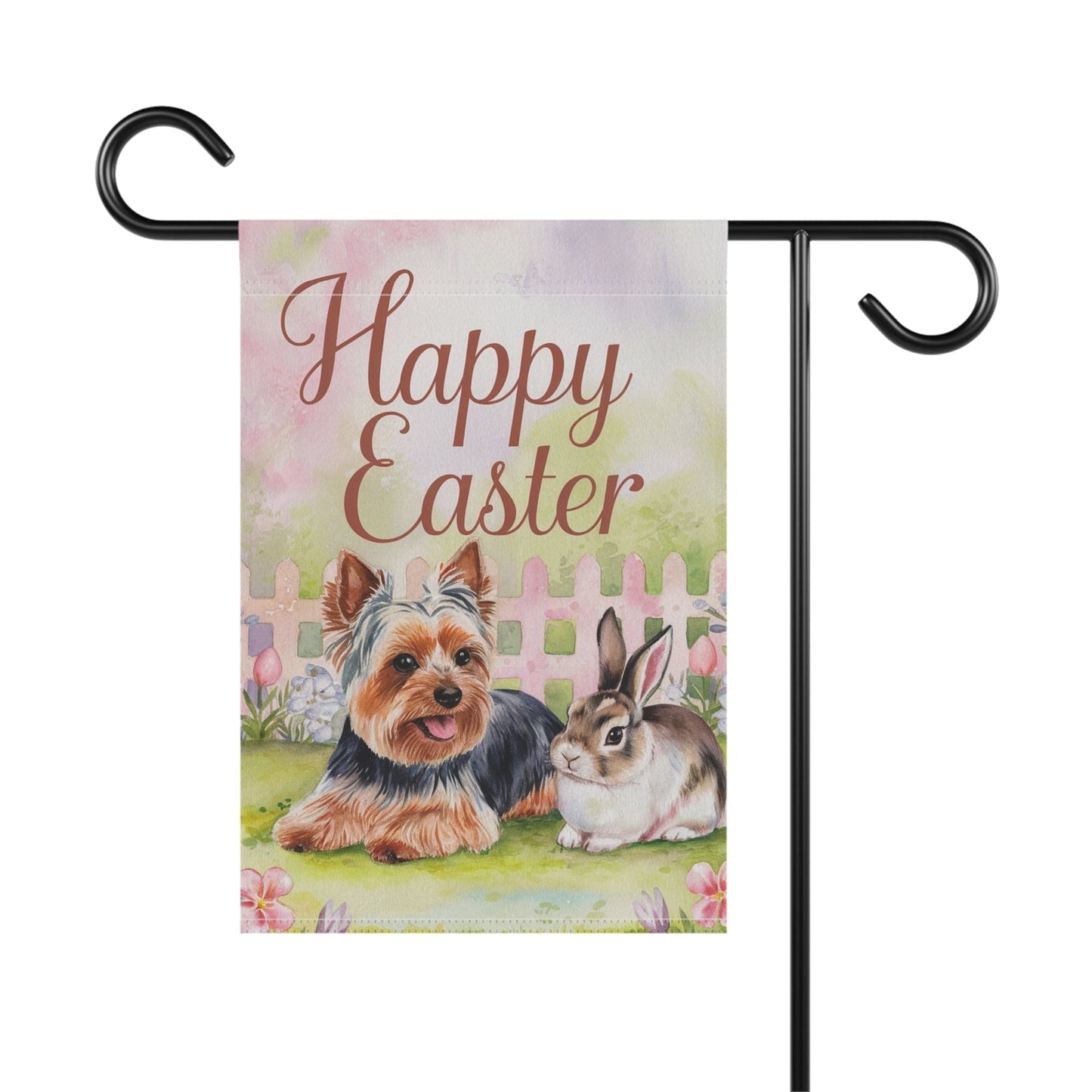 Printify Home Decor Easter Yorkie Yorkshire Terrier Garden Flag, Spring Front Yard Spring Decor, Housewarming