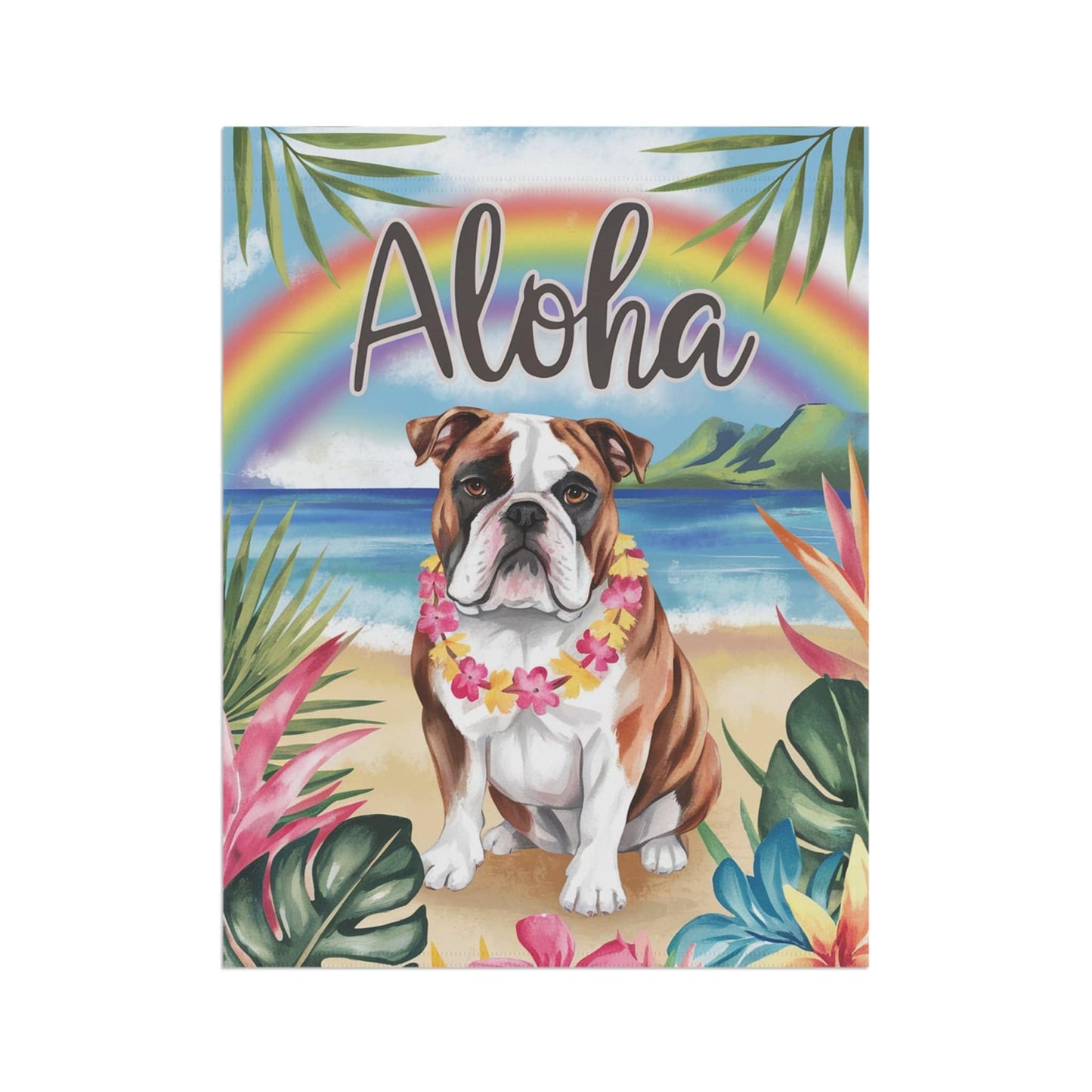 Printify Garden Flag English Bulldog Aloha Garden Flag