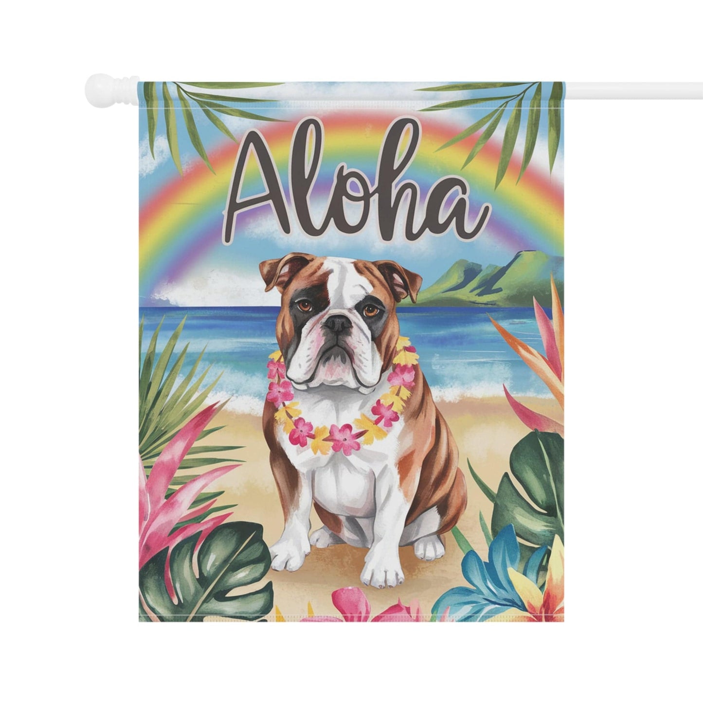 Printify Garden Flag English Bulldog Aloha Garden Flag