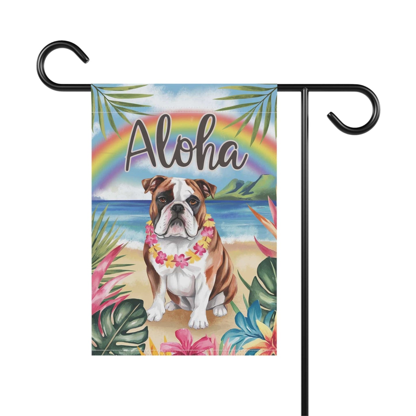 Printify Garden Flag English Bulldog Aloha Garden Flag