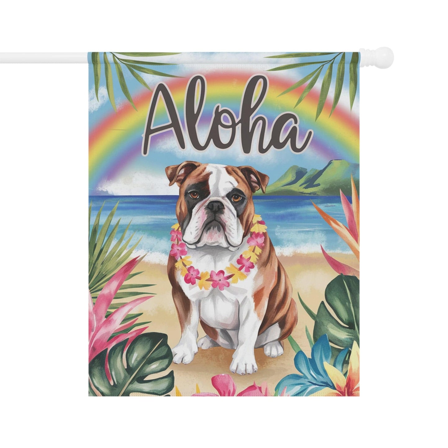 Printify Garden Flag English Bulldog Aloha Garden Flag