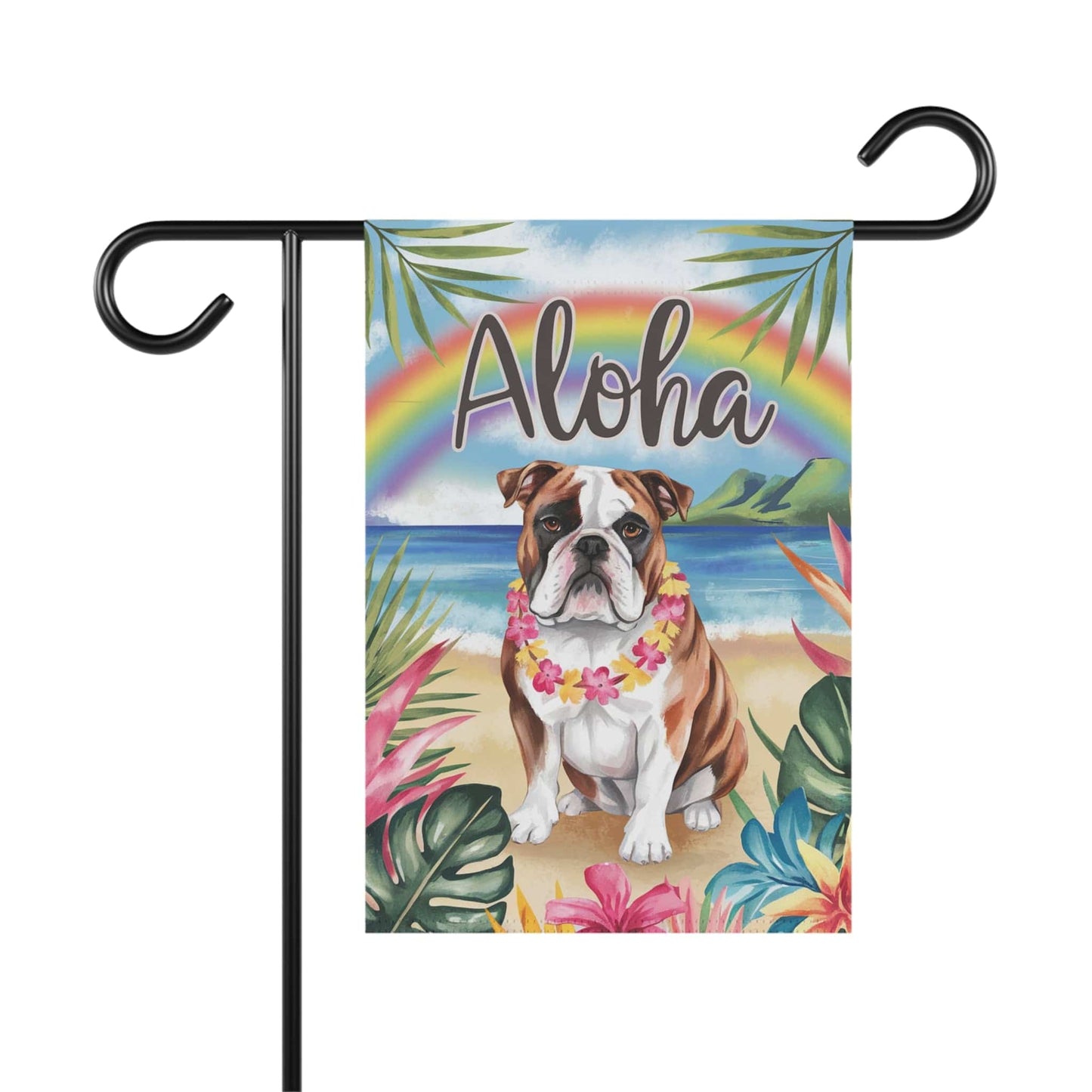 Printify Garden Flag English Bulldog Aloha Garden Flag
