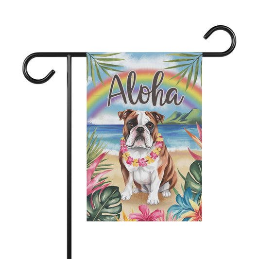 English Bulldog Aloha Garden Flag