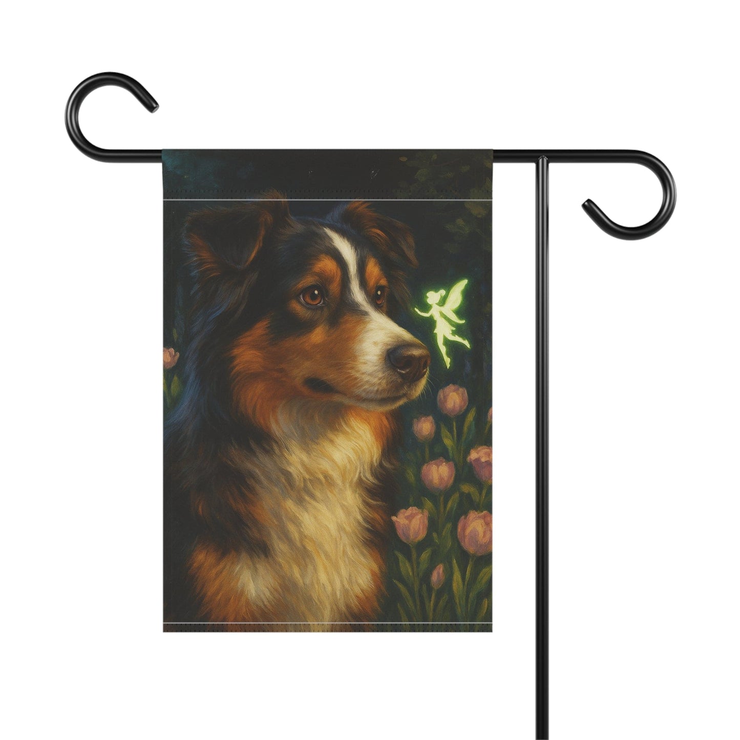 Printify Home Decor Fairy Garden Banner, Australian Shepherd Flag, Tinkerbell Housewarming Yard Sign, Moving Gift