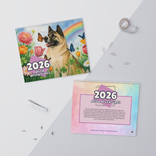 Fawn American Akita 2026 Wall Calendar