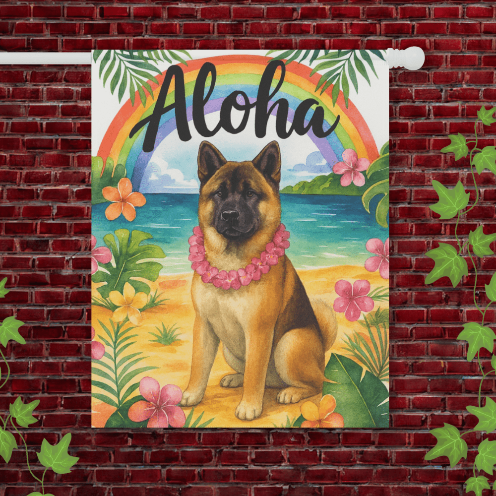 Printify Garden Flag 24.5'' × 32'' Fawn American Akita Hawaii Garden Flag