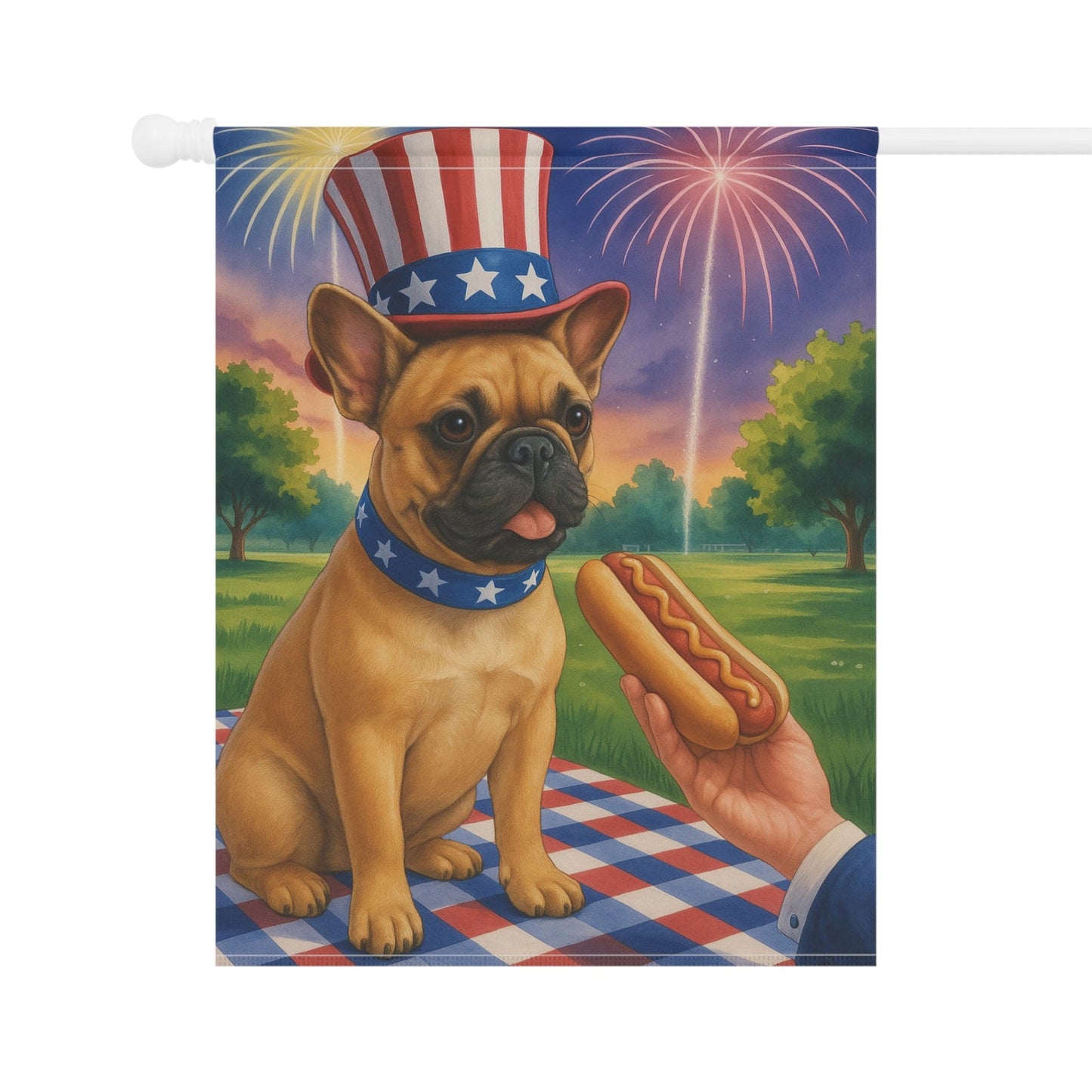 Printify Garden Flag Fawn French Bulldog 4th July Garden Flag