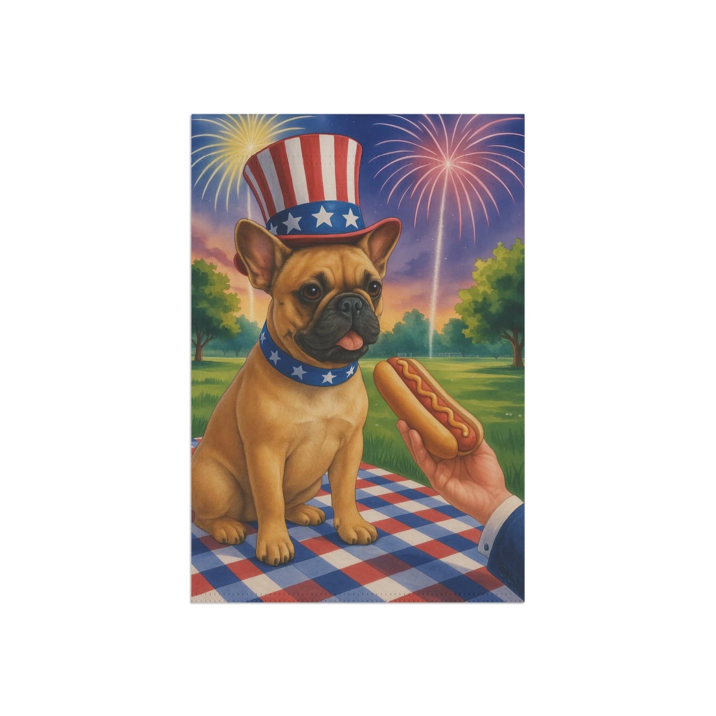 Printify Garden Flag Fawn French Bulldog 4th July Garden Flag