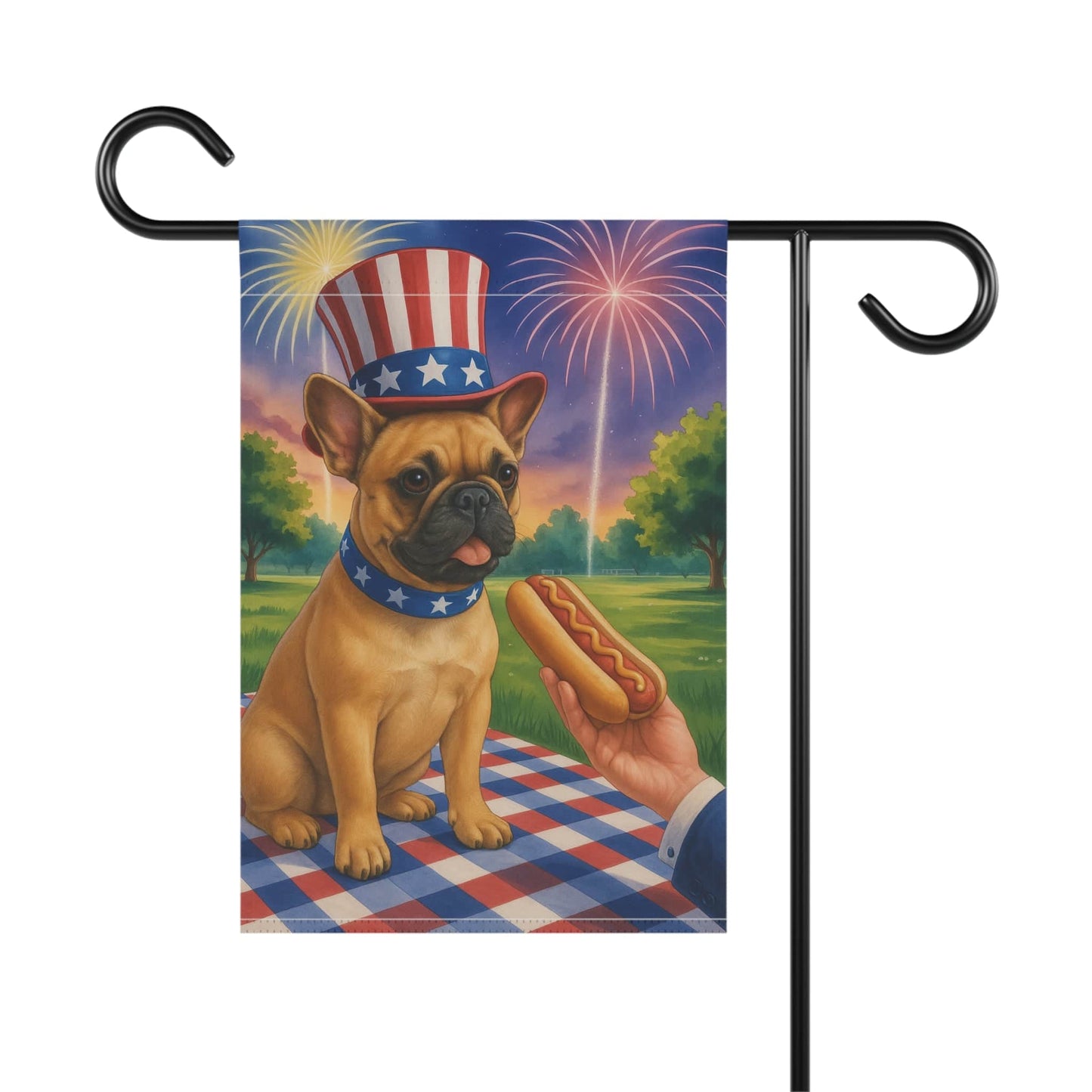 Printify Garden Flag Fawn French Bulldog 4th July Garden Flag