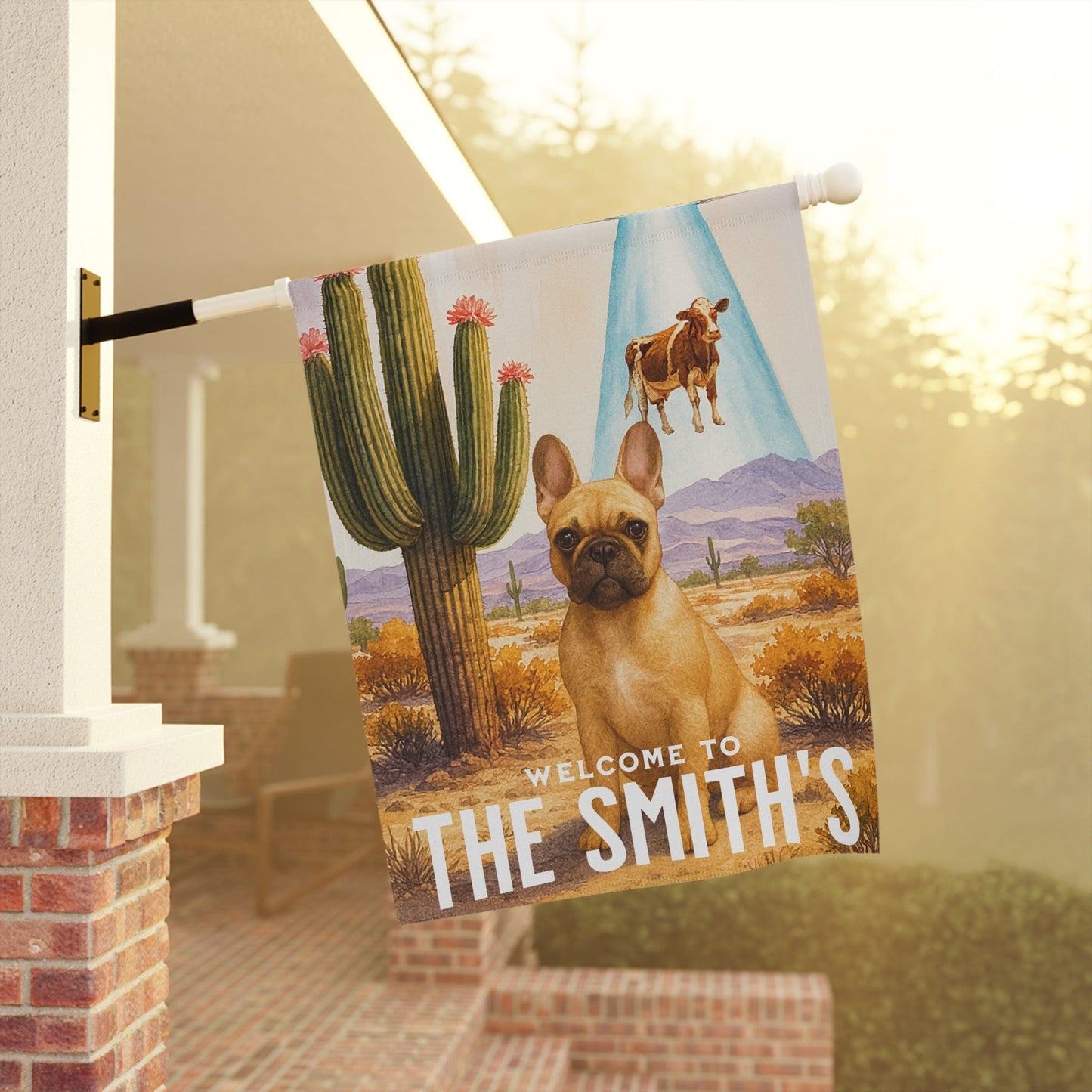 Printify Garden Flag Fawn French Bulldog Aliens Garden Flag