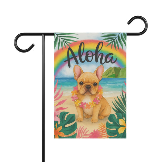 Fawn French Bulldog Aloha Garden Flag
